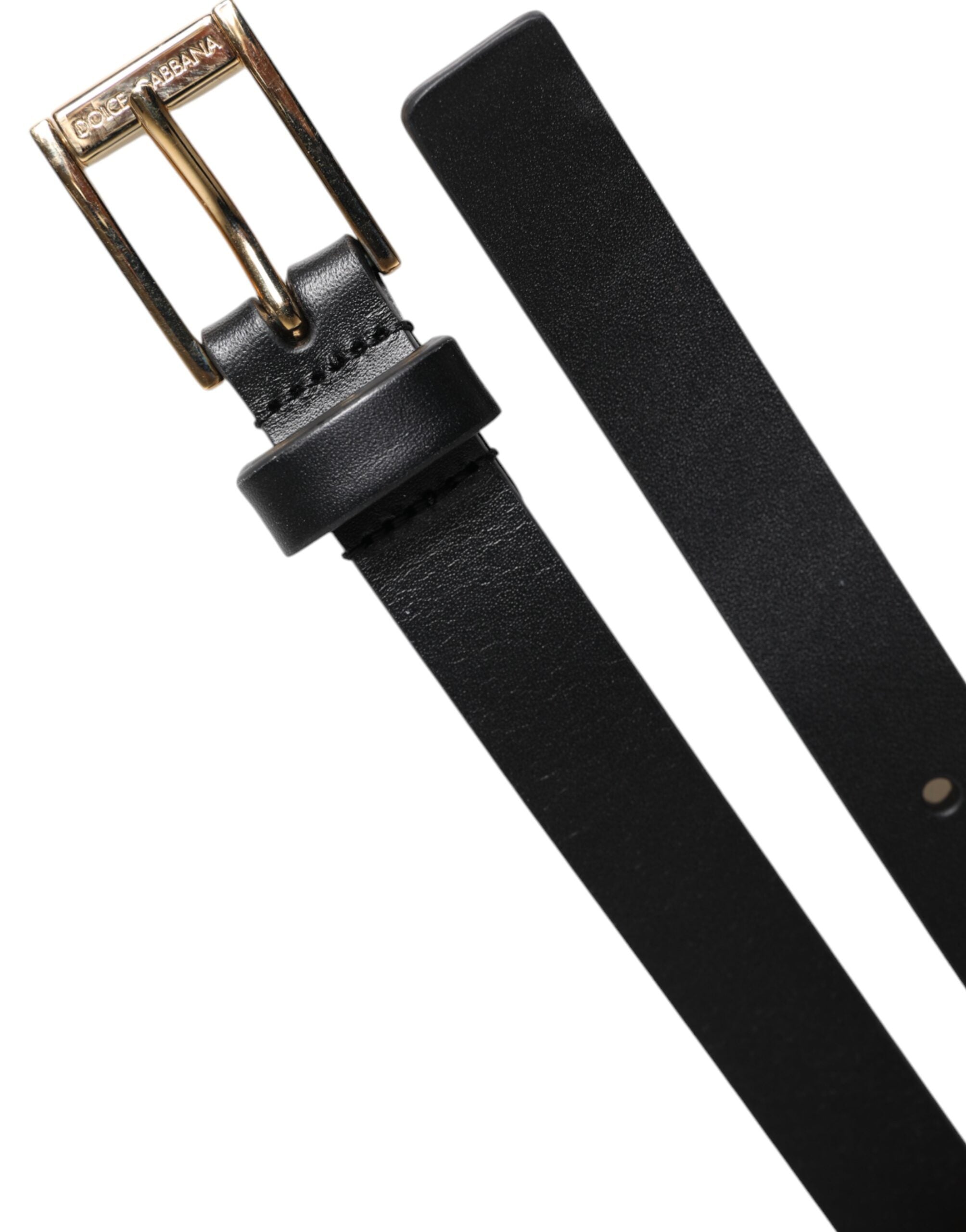 Dolce & Gabbana Schwarzer Kalbsledergürtel mit klassischer Metall-Logo-Schnalle