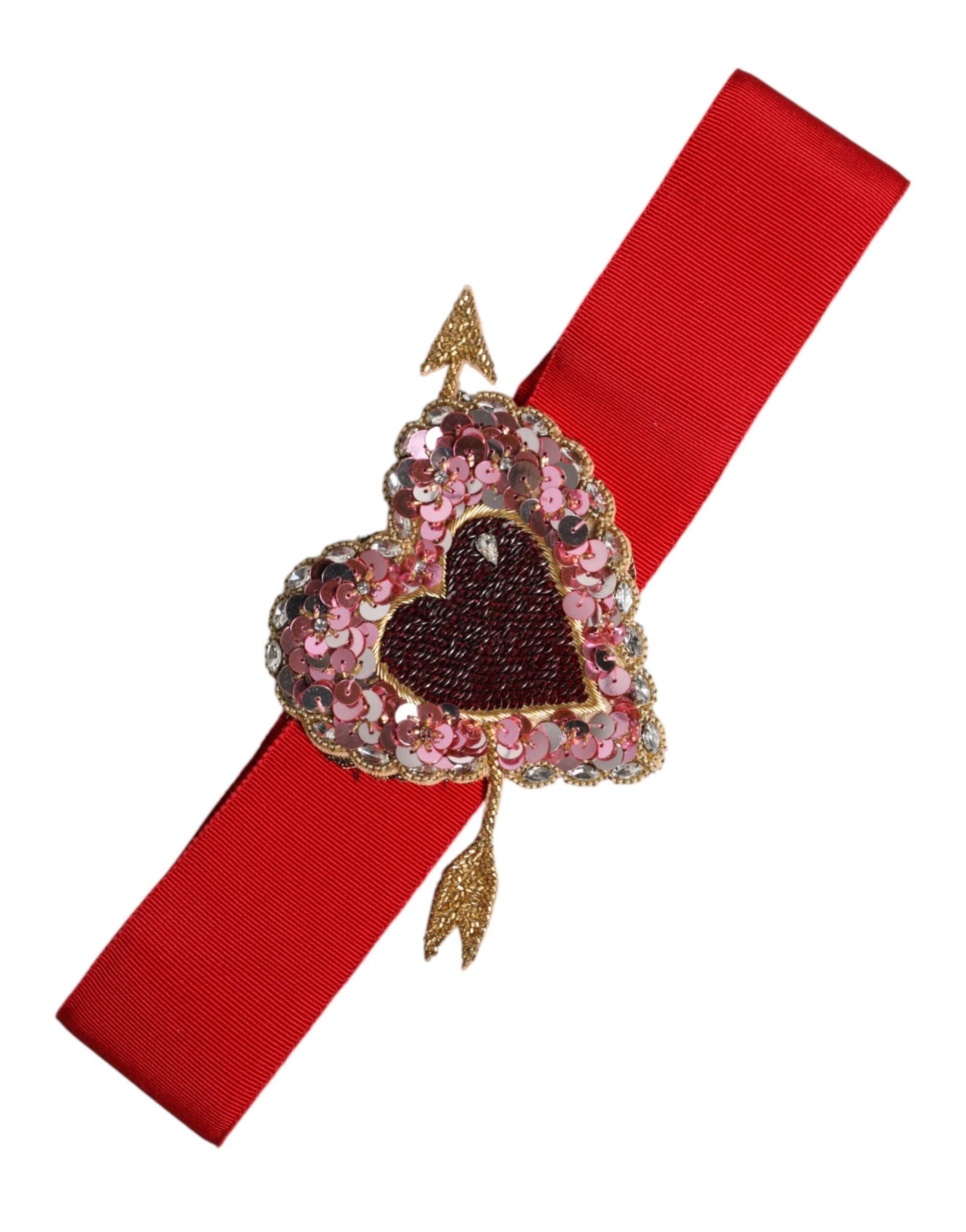 Dolce & Gabbana Roter Stretchgürtel mit Herzverzierung und breiter Taille