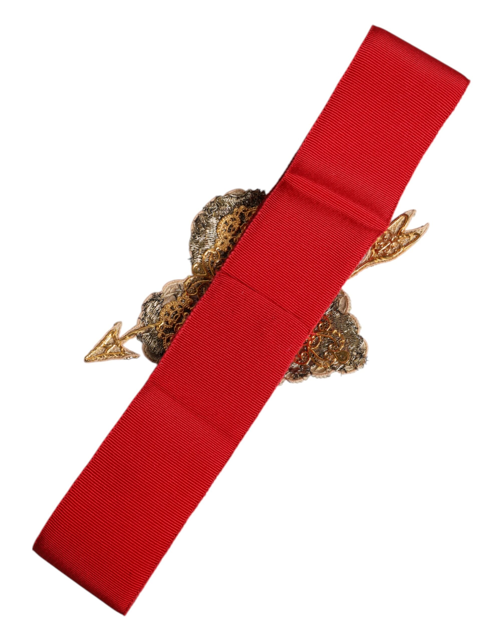 Dolce & Gabbana Roter Stretchgürtel mit Herzverzierung und breiter Taille