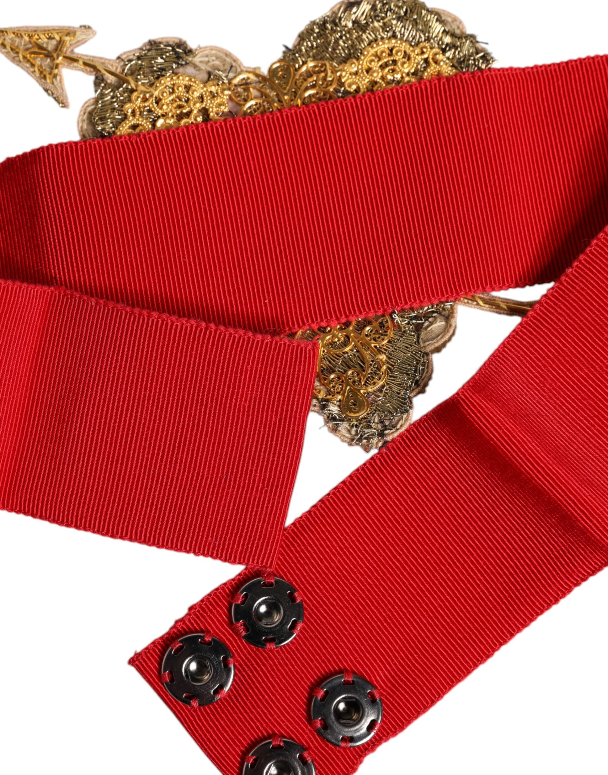 Dolce & Gabbana Roter Stretchgürtel mit Herzverzierung und breiter Taille