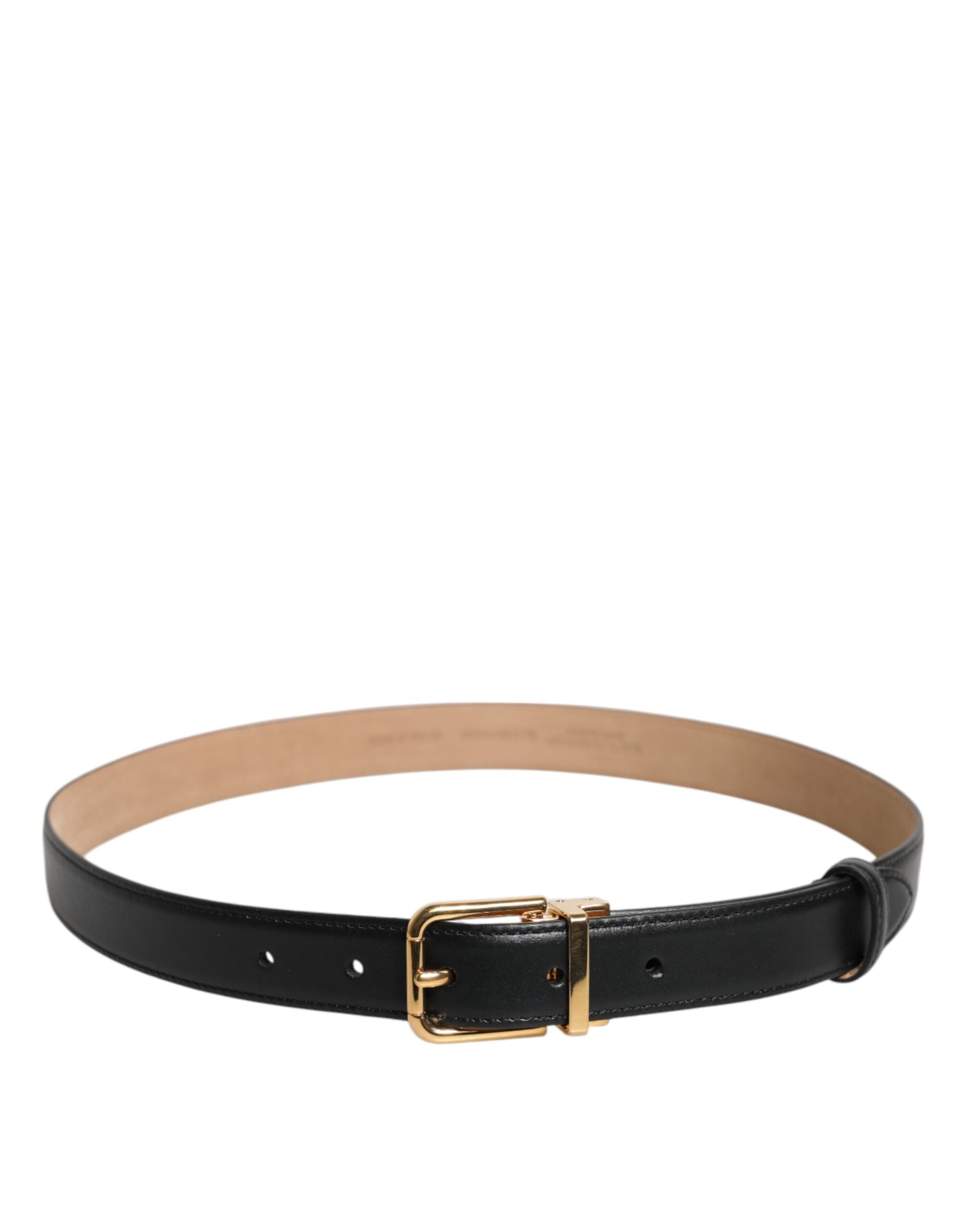Dolce & Gabbana Schwarzer Leder-Logo-Metall-Gürtel mit Taillenschnalle