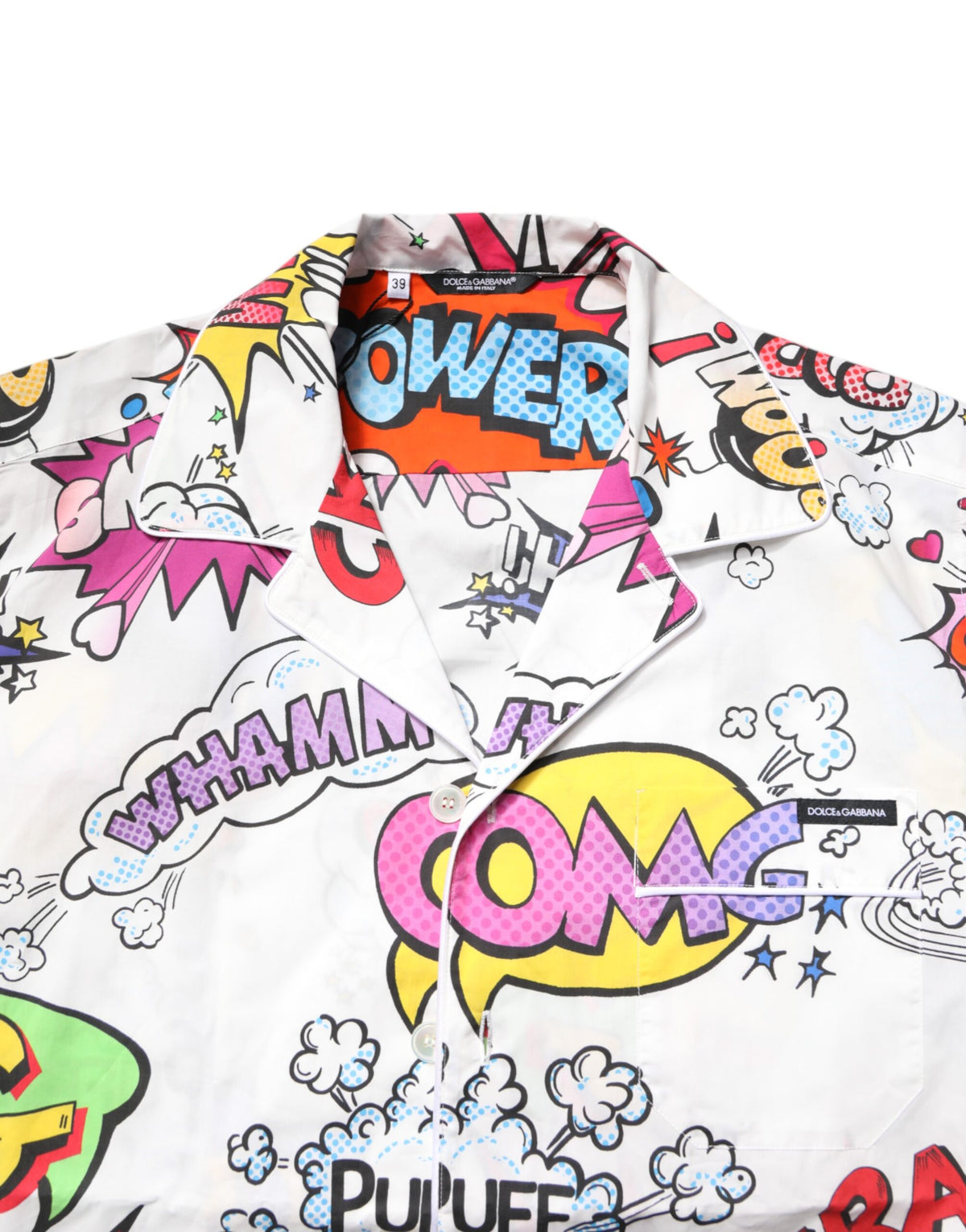 Dolce & Gabbana Weiß Cartoon Print Baumwolle Männer Pyjama Set Schlafanzug