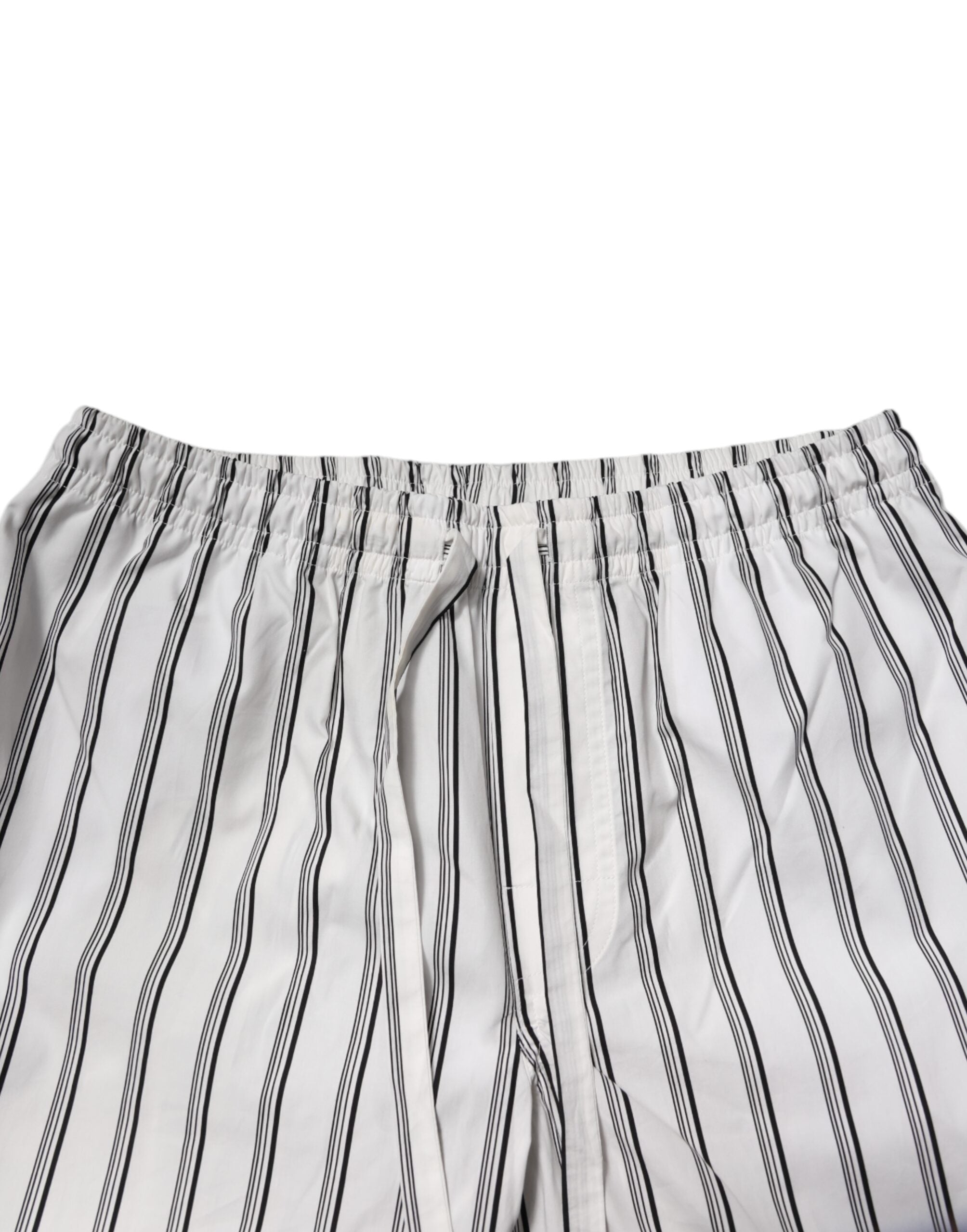 Dolce & Gabbana Weiß Schwarz Streifen Baumwolle Männer Pyjama Set Nachtwäsche