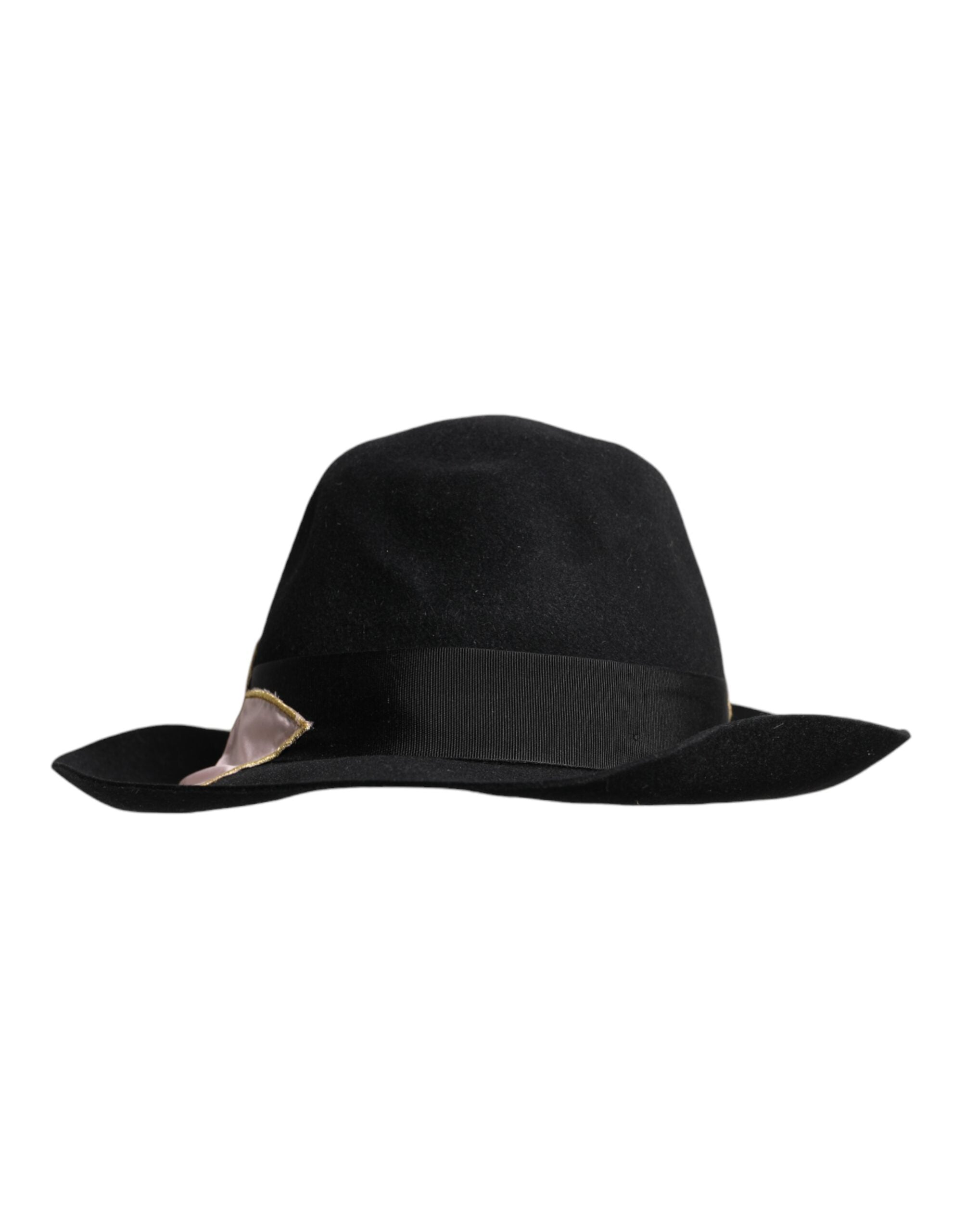 Dolce & Gabbana Schwarzer Hut mit gesticktem Logo und breiter Krempe für Frauen