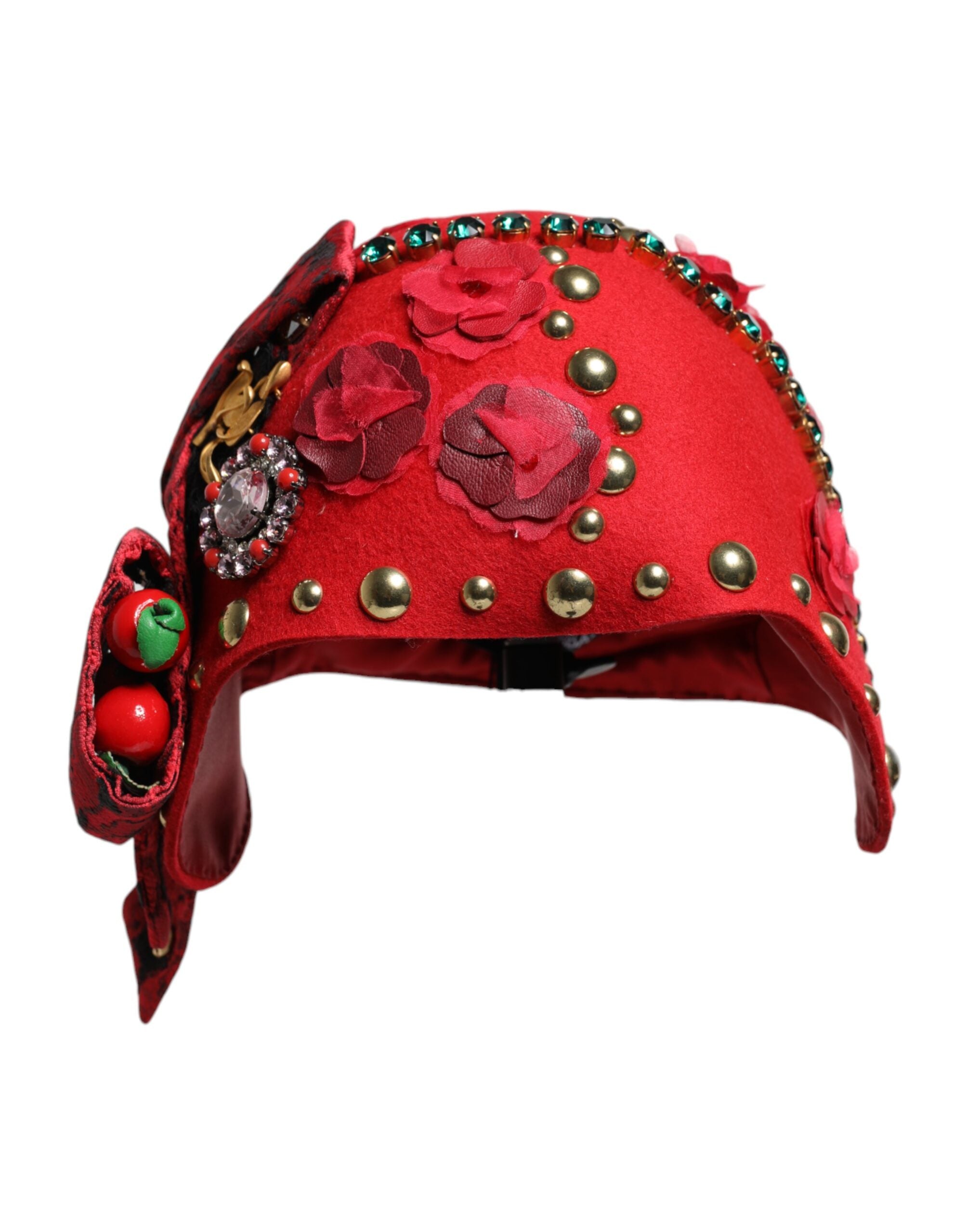 Dolce & Gabbana Rot Kristall Gold Rosen Brosche verschönert Hut