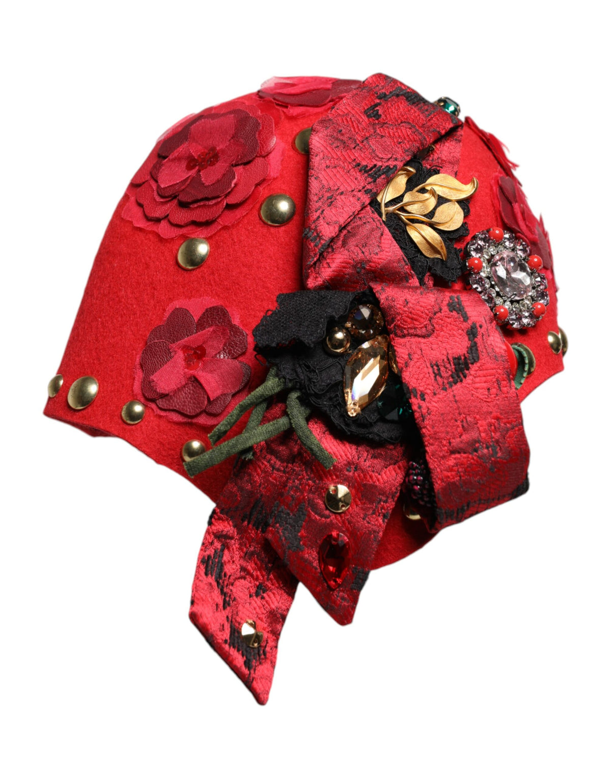 Dolce & Gabbana Rot Kristall Gold Rosen Brosche verschönert Hut