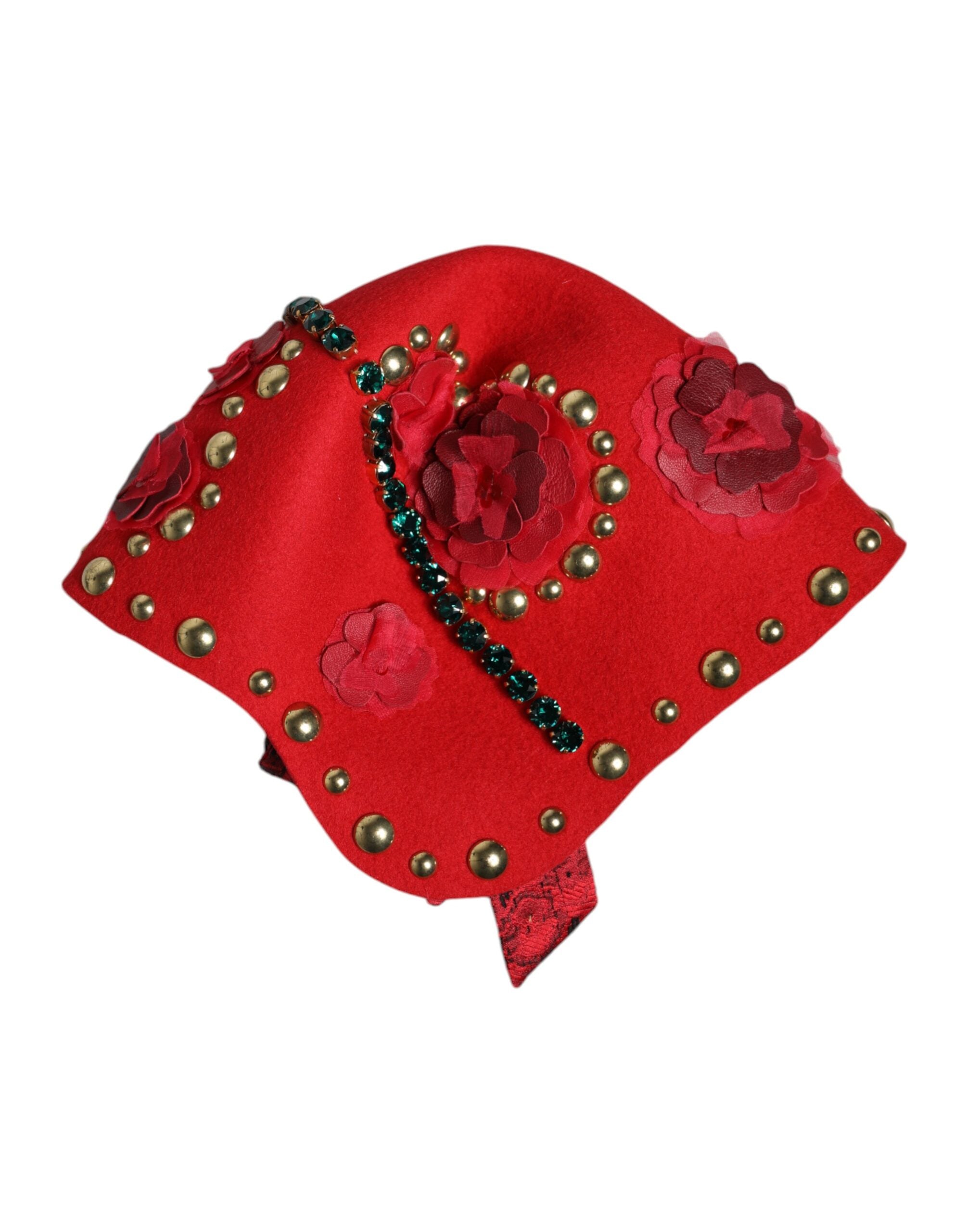 Dolce & Gabbana Rot Kristall Gold Rosen Brosche verschönert Hut