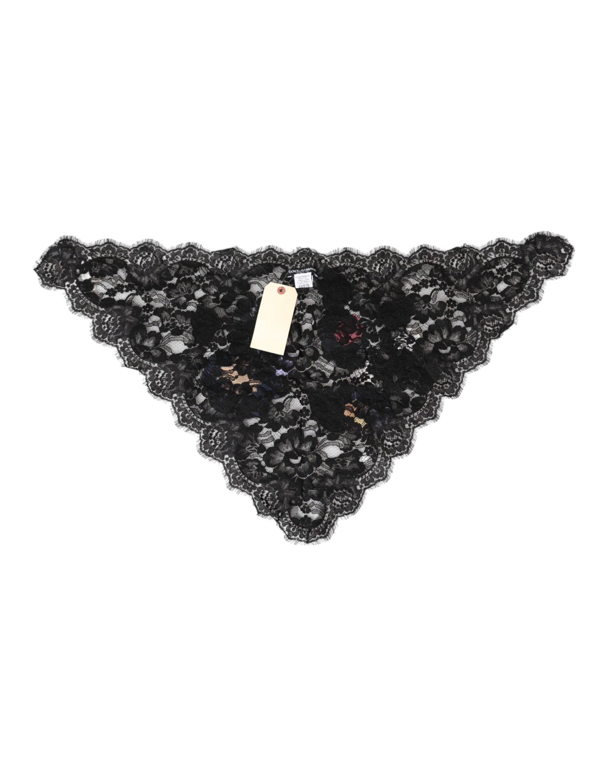 Dolce & Gabbana Schwarze Spitze mit Blumenapplikation Baumwollschleier Hut