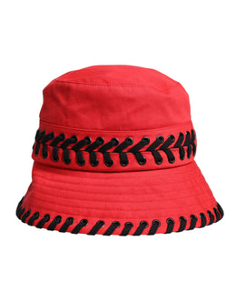 Dolce & Gabbana Rote Spitze Polyester breite Krempe Eimer Hut