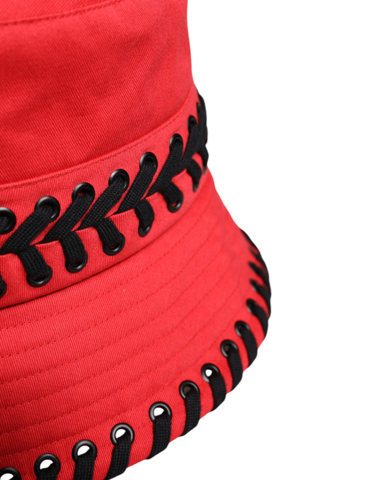Dolce & Gabbana Rote Spitze Polyester breite Krempe Eimer Hut