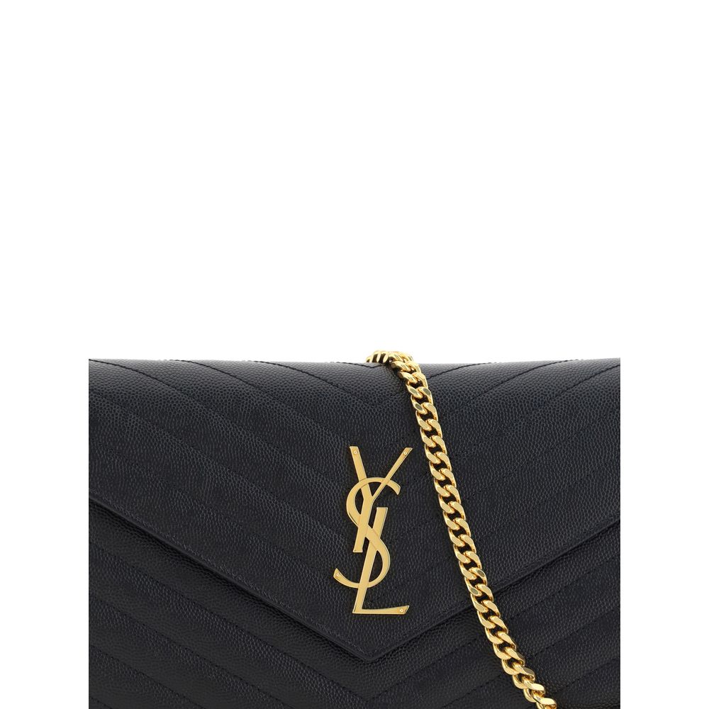 Saint Laurent Schwarze Bos Taurus Kalbsleder Schultertasche