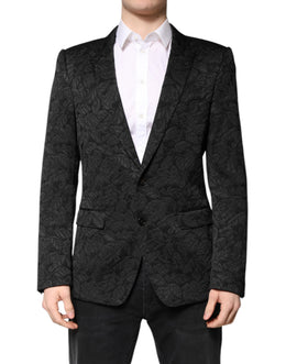 Dolce & Gabbana Schwarzer MARTINI Brokat-Blazer einreihig