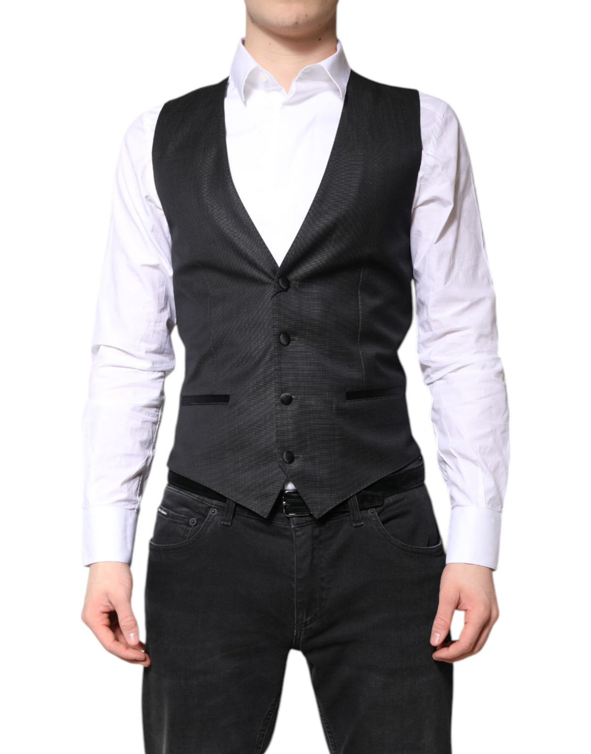 Dolce & Gabbana Schwarze Wollweste Kleid Formelle Weste