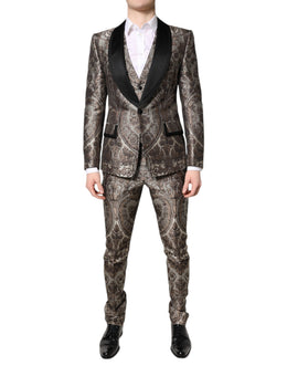 Dolce & Gabbana Multicolor Jacquard einreihiger 3 teiliger Anzug
