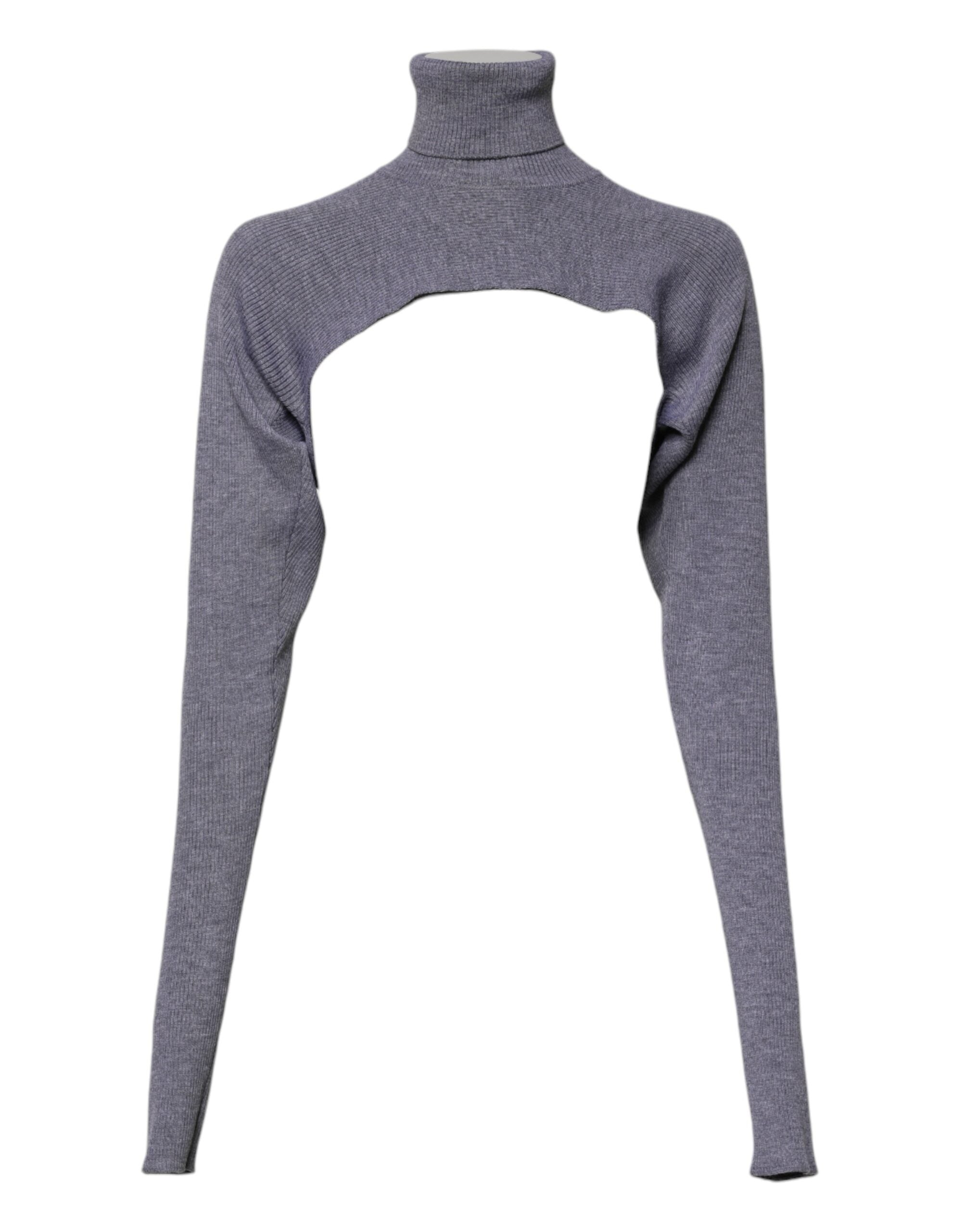 Dolce & Gabbana Grauer Wollstrick-Rollkragenpullover mit Rundhalsausschnitt