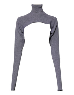 Dolce & Gabbana Grauer Wollstrick-Rollkragenpullover mit Rundhalsausschnitt