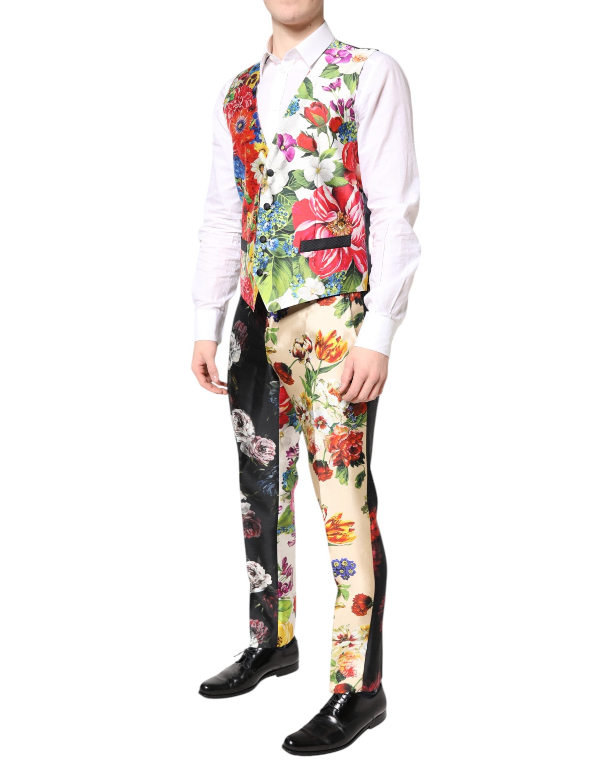 Dolce & Gabbana Multicolor Floral SICILIA Seide 3 Stück Anzug