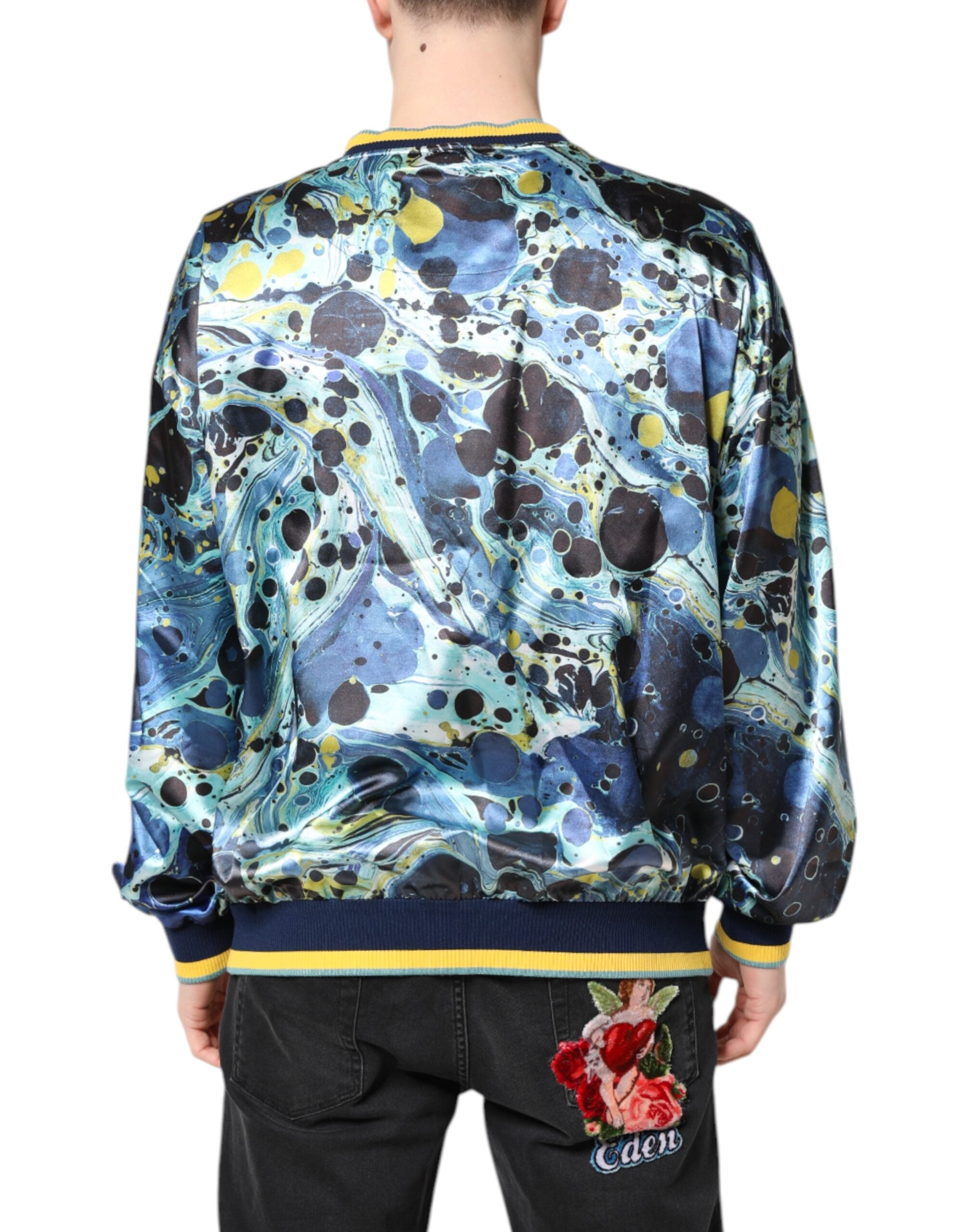 Dolce & Gabbana Multicolor Marmor Print Herren Pullover Sweater