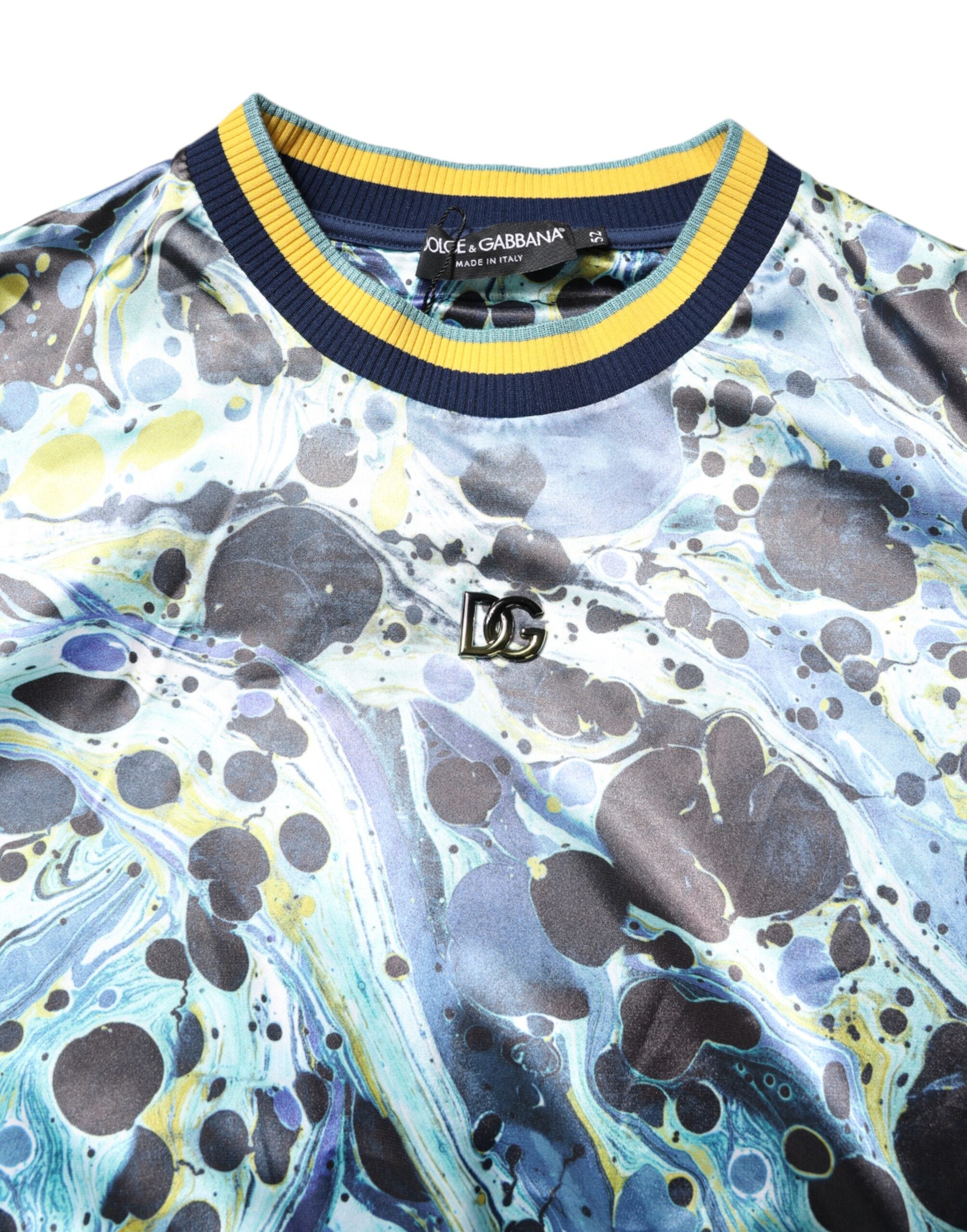 Dolce & Gabbana Multicolor Marmor Print Herren Pullover Sweater