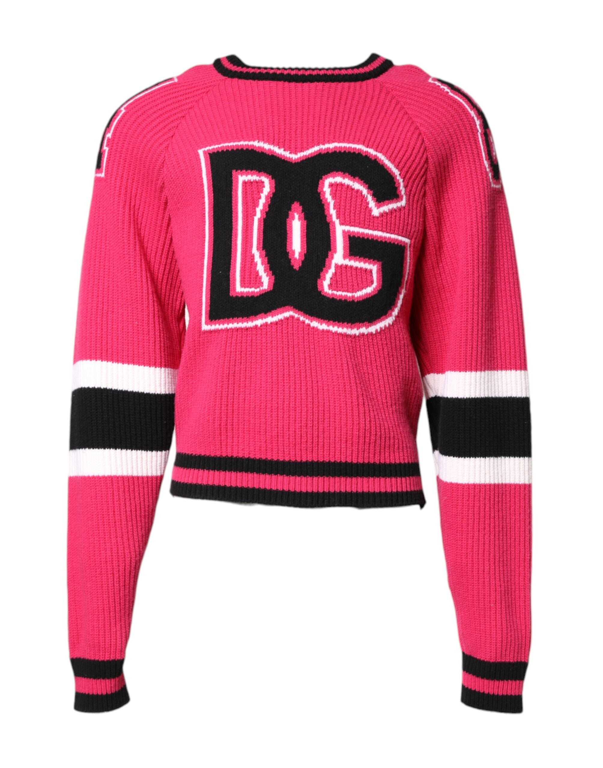 Dolce & Gabbana Rosa Baumwoll-Logo-Print-Strickpullover