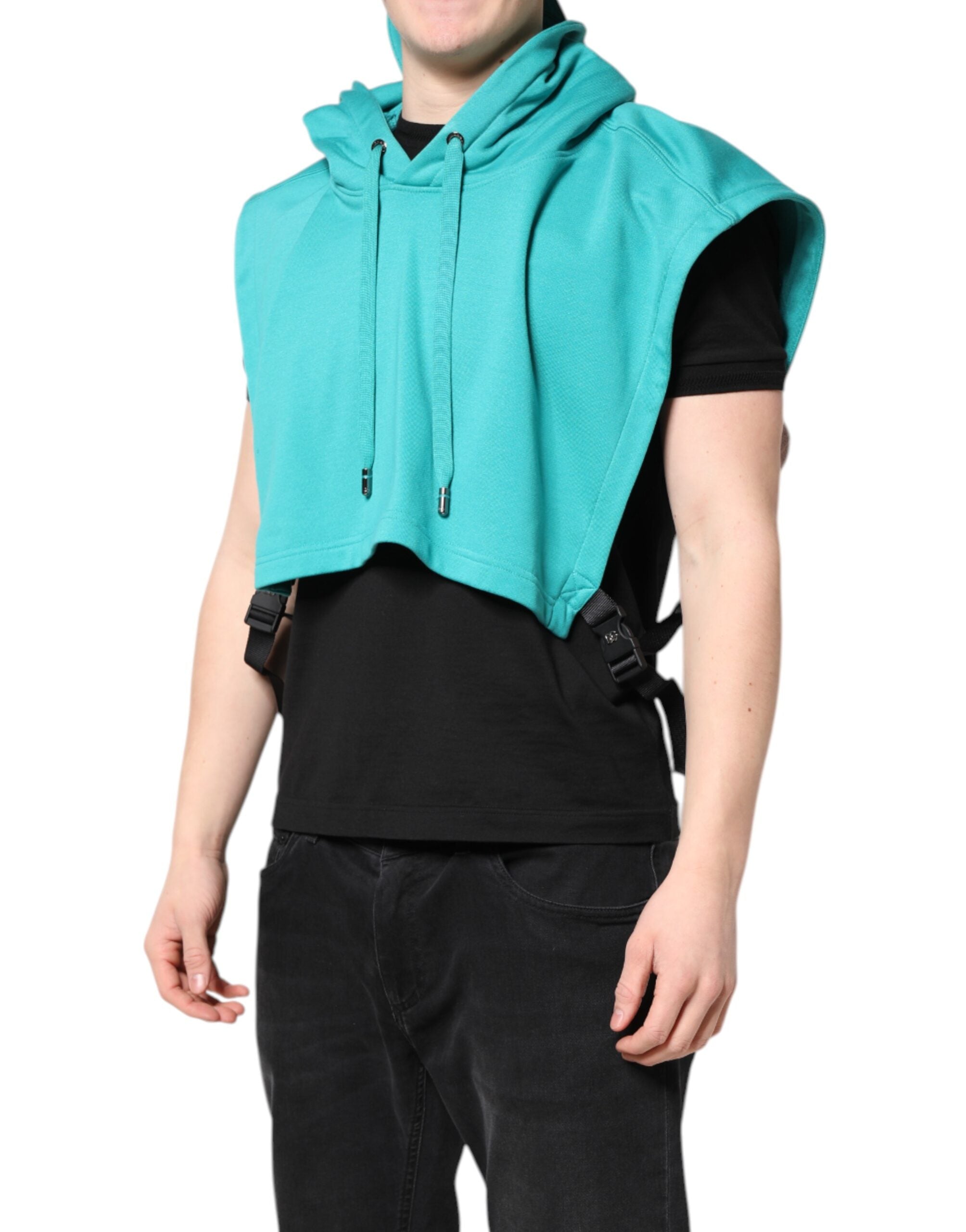 Dolce & Gabbana Grün Baumwolle mit Kapuze Männer Sportswear Weste Pullover