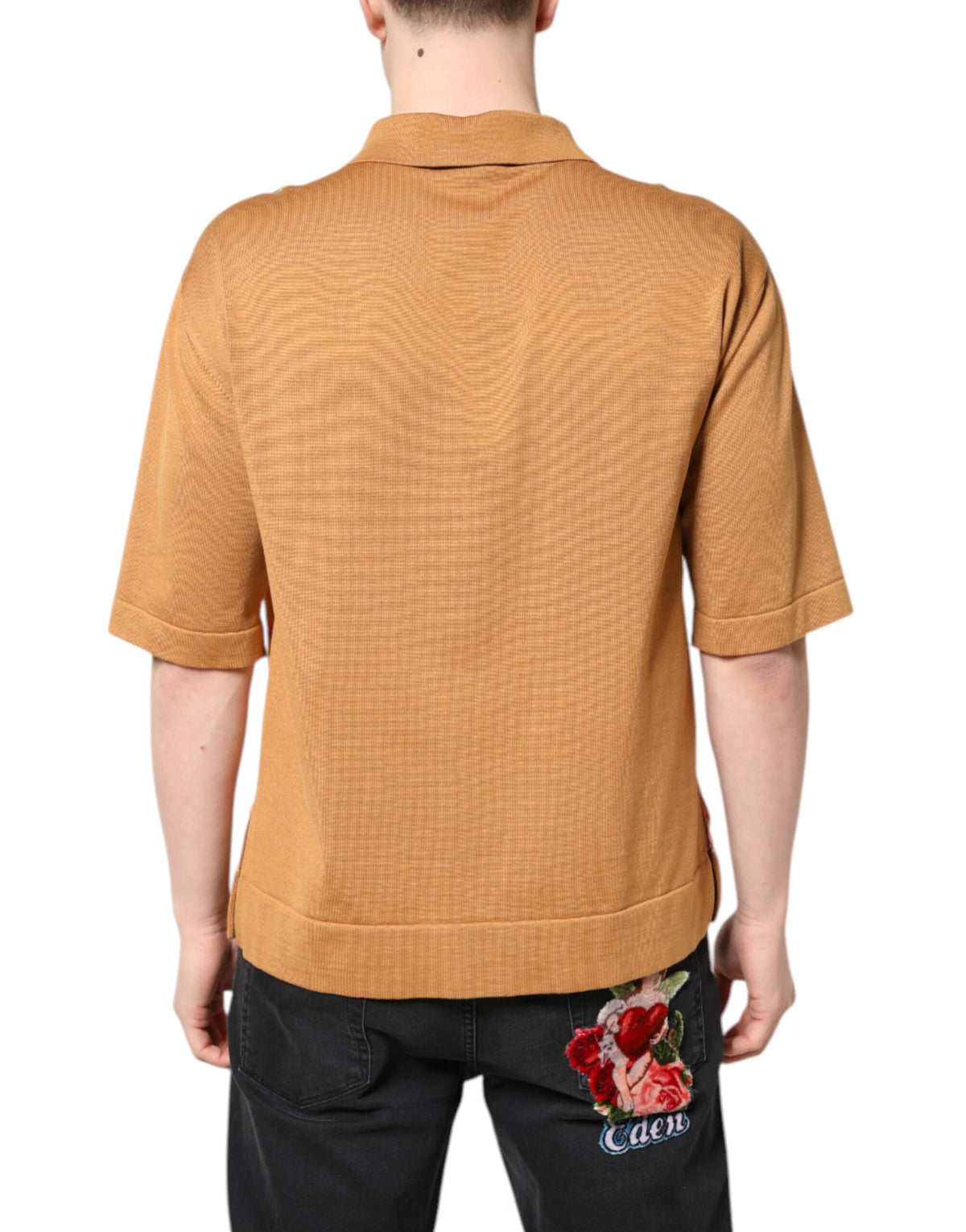 Dolce & Gabbana Braunes T-Shirt mit Blumenmuster und kurzen Ärmeln