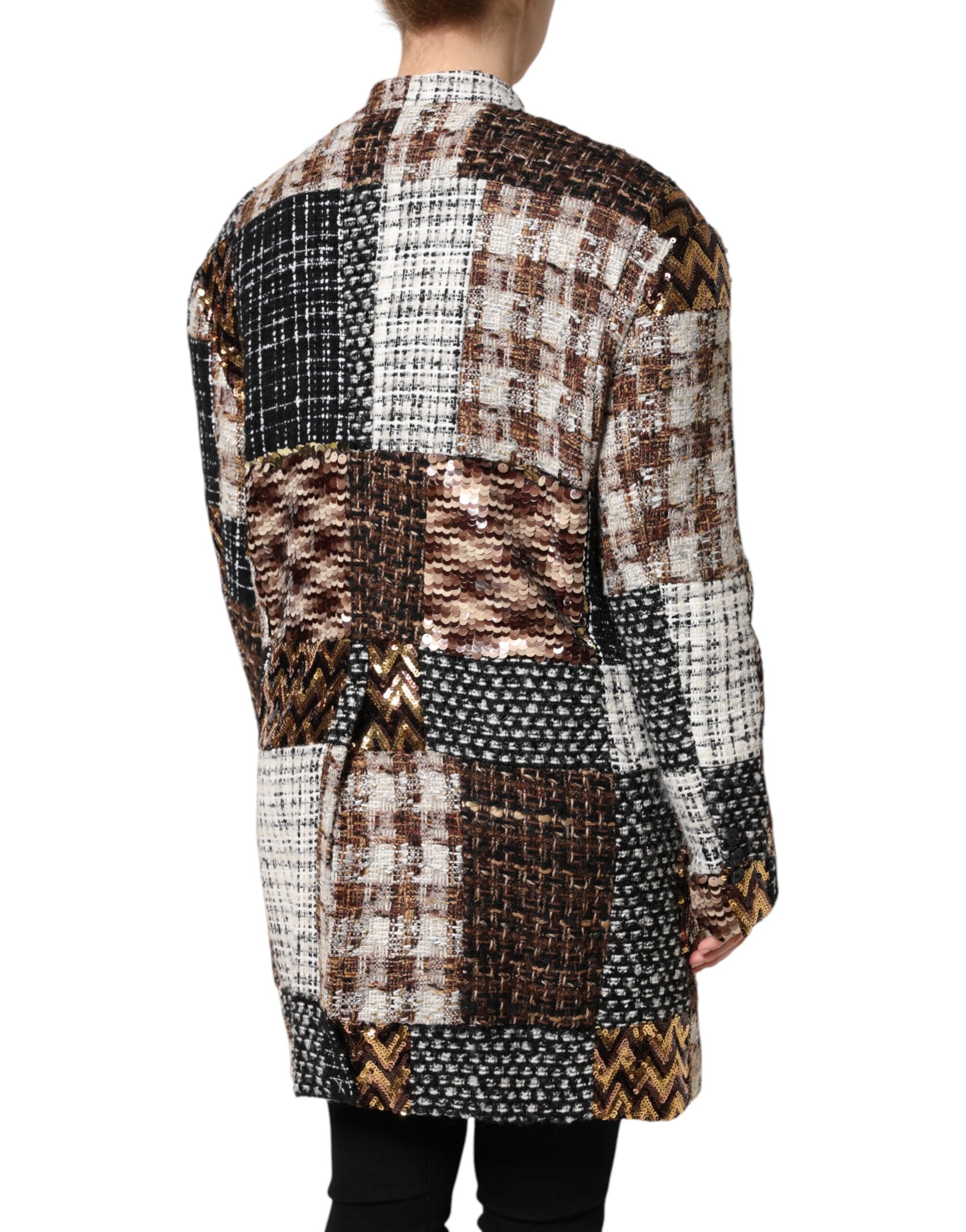 Dolce & Gabbana Multicolor Patchwork Jacke mit Knopfleiste
