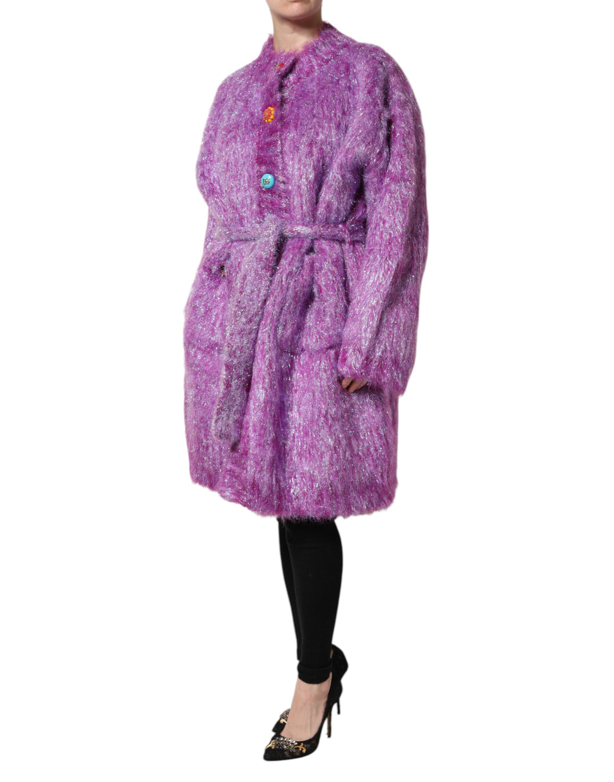 Dolce & Gabbana Lila Trenchcoat-Jacke mit Knopfverzierung