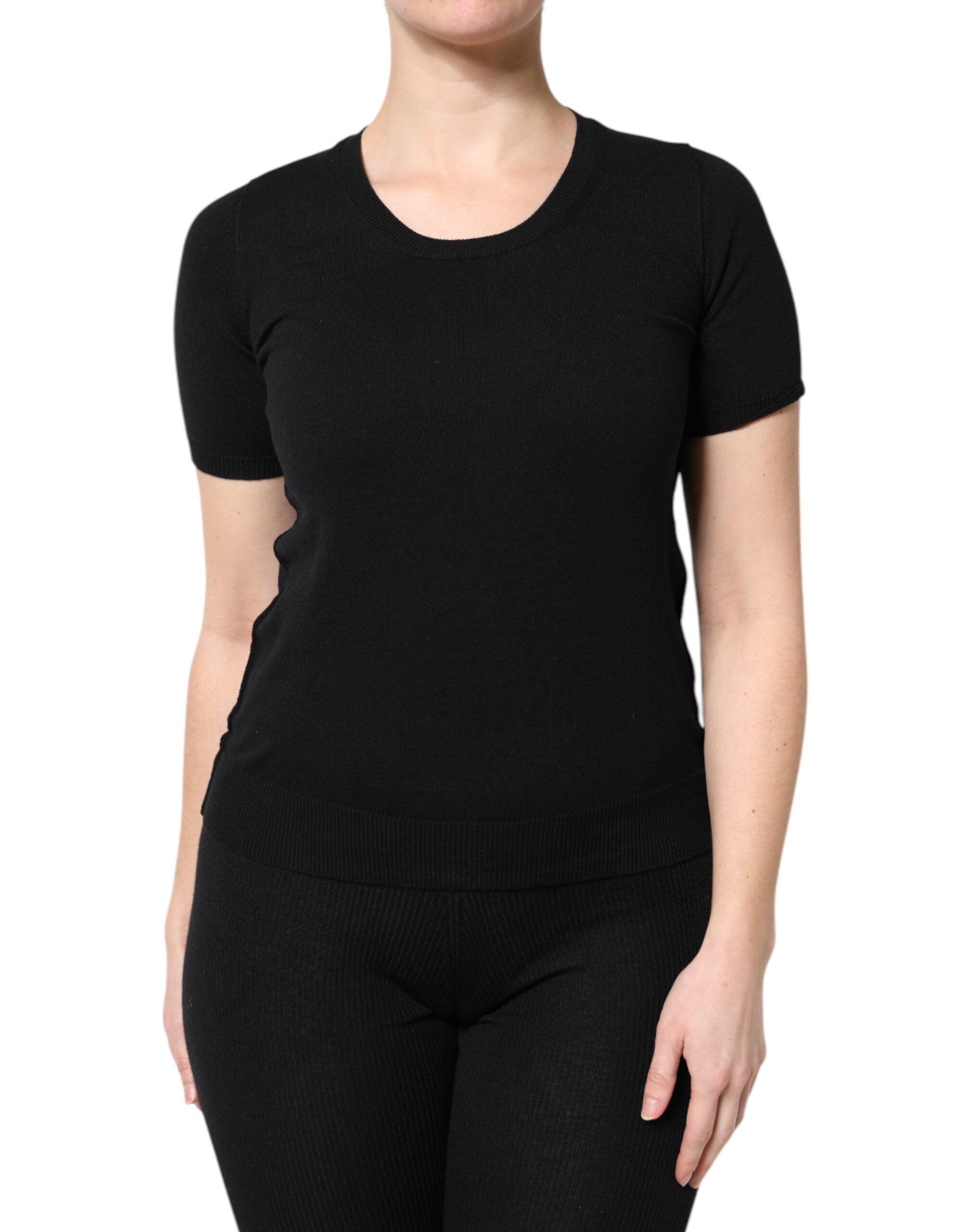 Dolce & Gabbana Schwarzes Baumwoll-T-Shirt mit Rundhalsausschnitt und kurzen Ärmeln