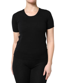 Dolce & Gabbana Schwarzes Baumwoll-T-Shirt mit Rundhalsausschnitt und kurzen Ärmeln