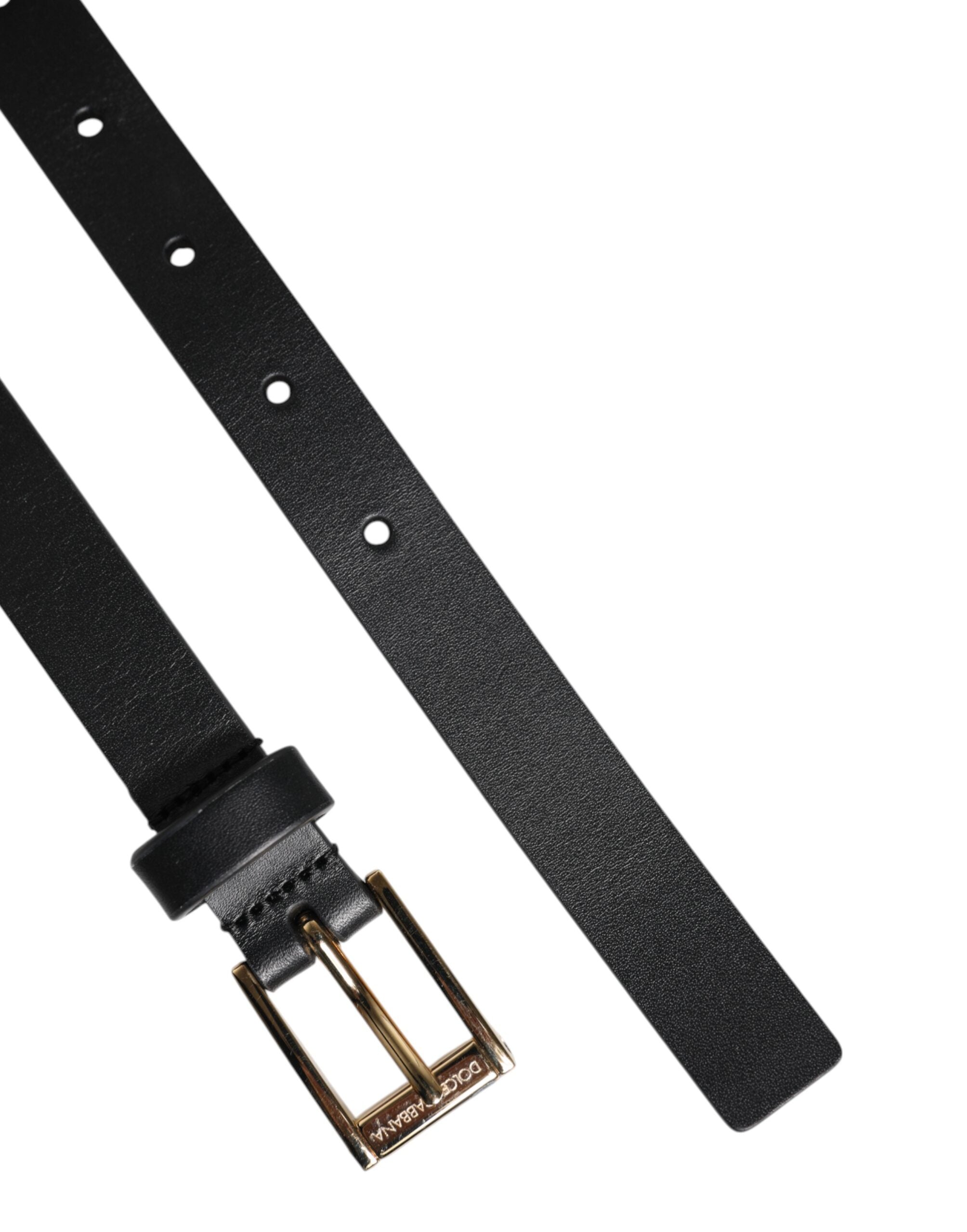 Dolce & Gabbana Schwarz Klassisch Gold Metall Logo Schnalle Gürtel