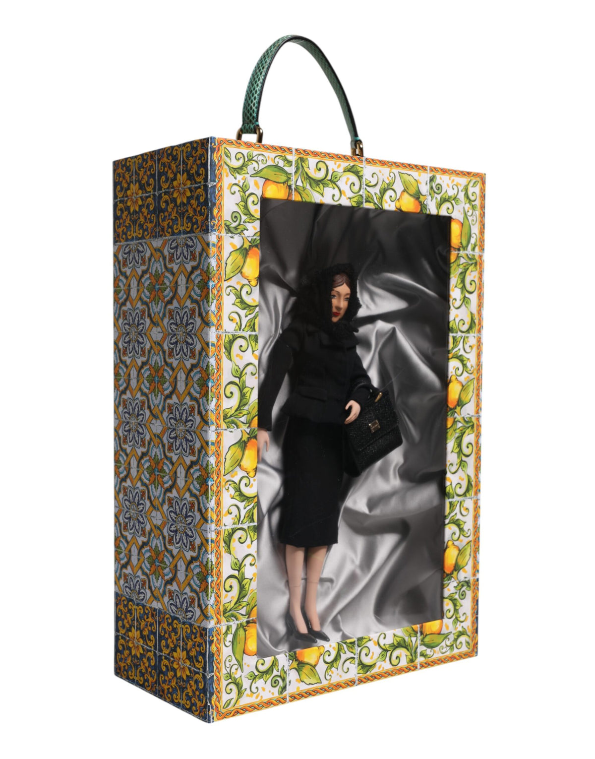 Dolce & Gabbana Schwarzes Kleid Keramik Porzellan Mode Leder Sizilien Puppen