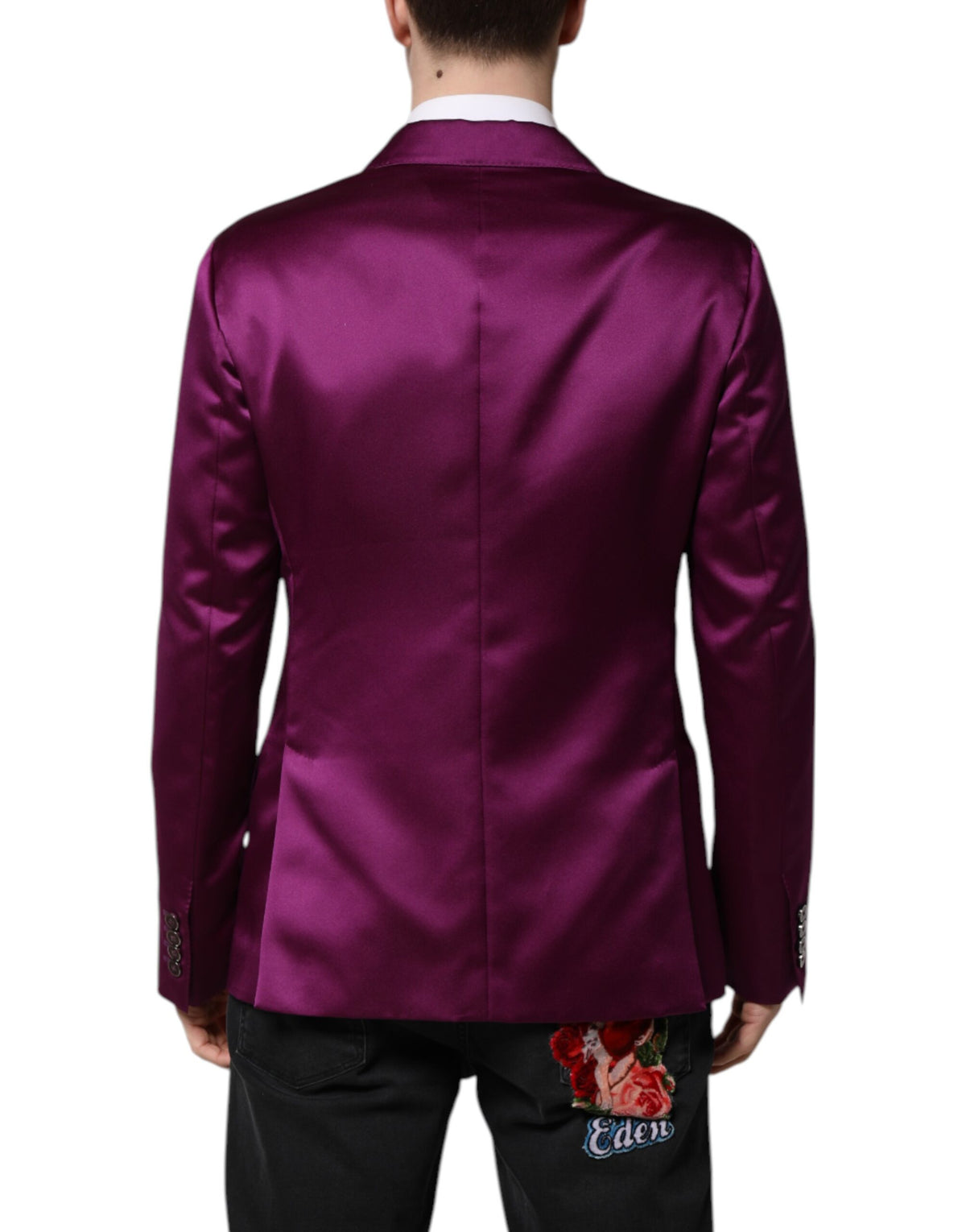 Dolce & Gabbana Lila Zweireiher Männer Anzug Mantel Blazer
