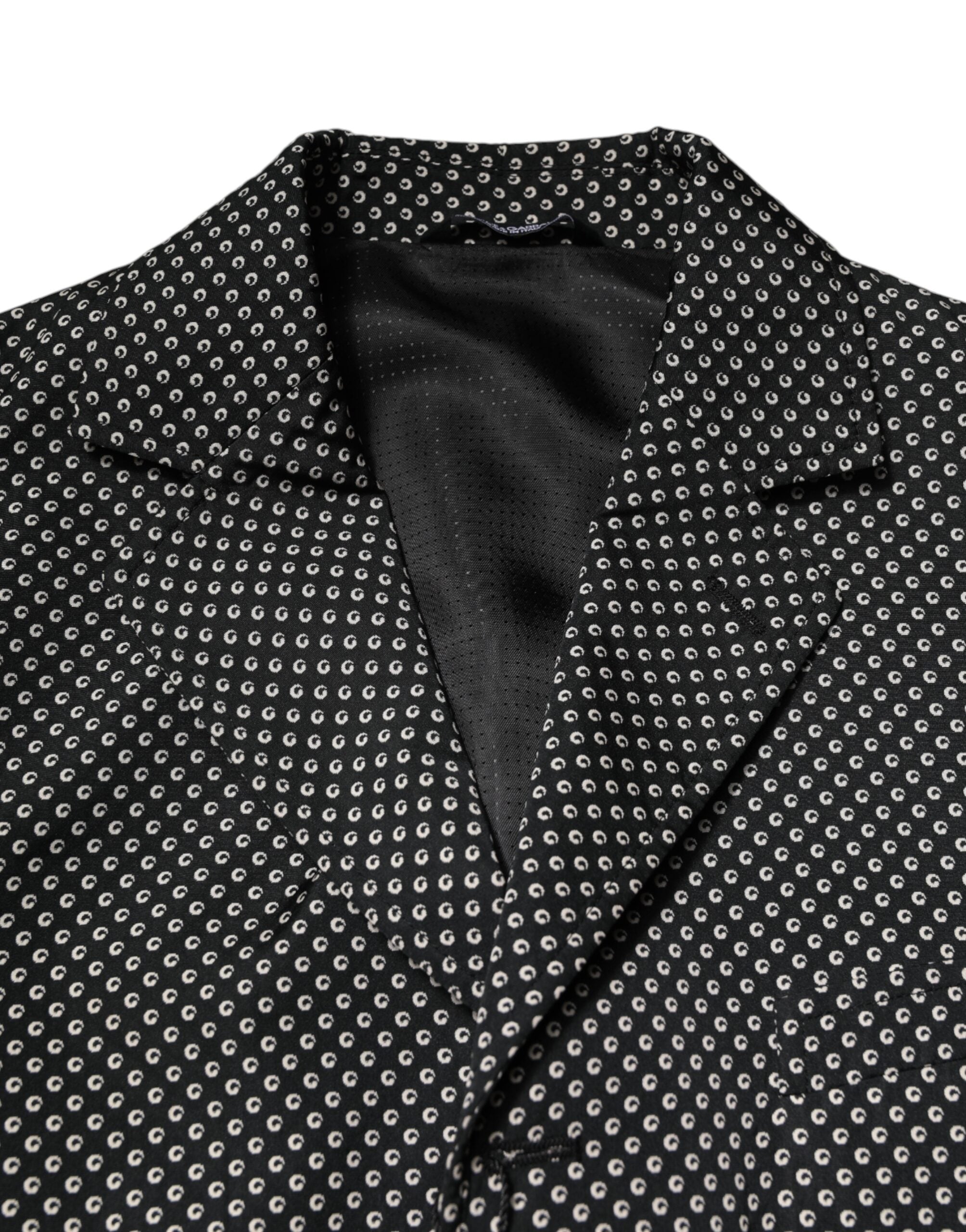 Dolce & Gabbana Schwarz Weiß Gemustert Männer Anzug Mantel Blazer