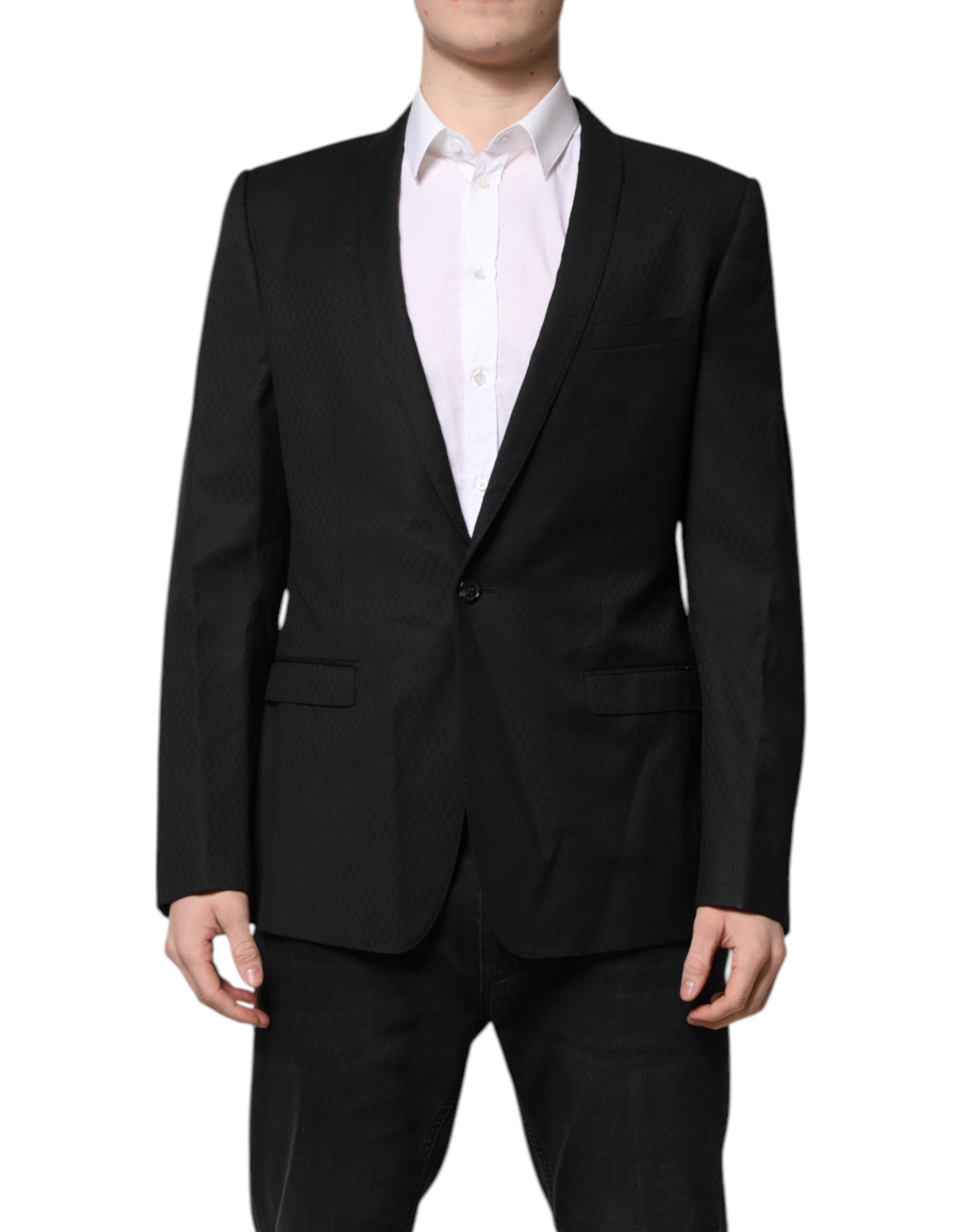 Dolce & Gabbana Schwarzer GOLD Einreihiger Anzug Blazer