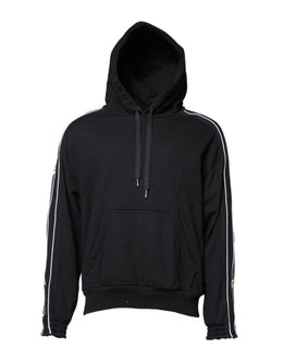 Dolce & Gabbana Schwarzes Baumwoll-Logo-Sweatshirt mit Kapuze Pullover