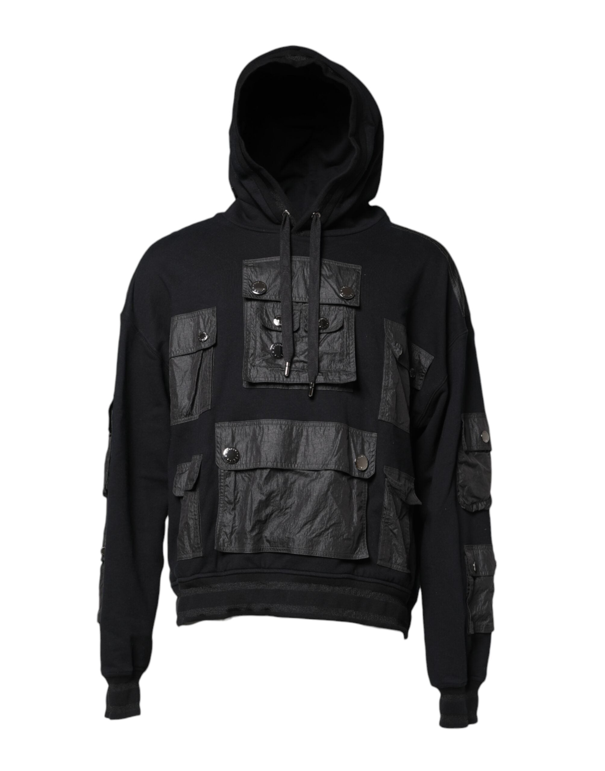 Dolce & Gabbana Schwarzes Baumwoll-Sweatshirt mit Kapuze Pullover