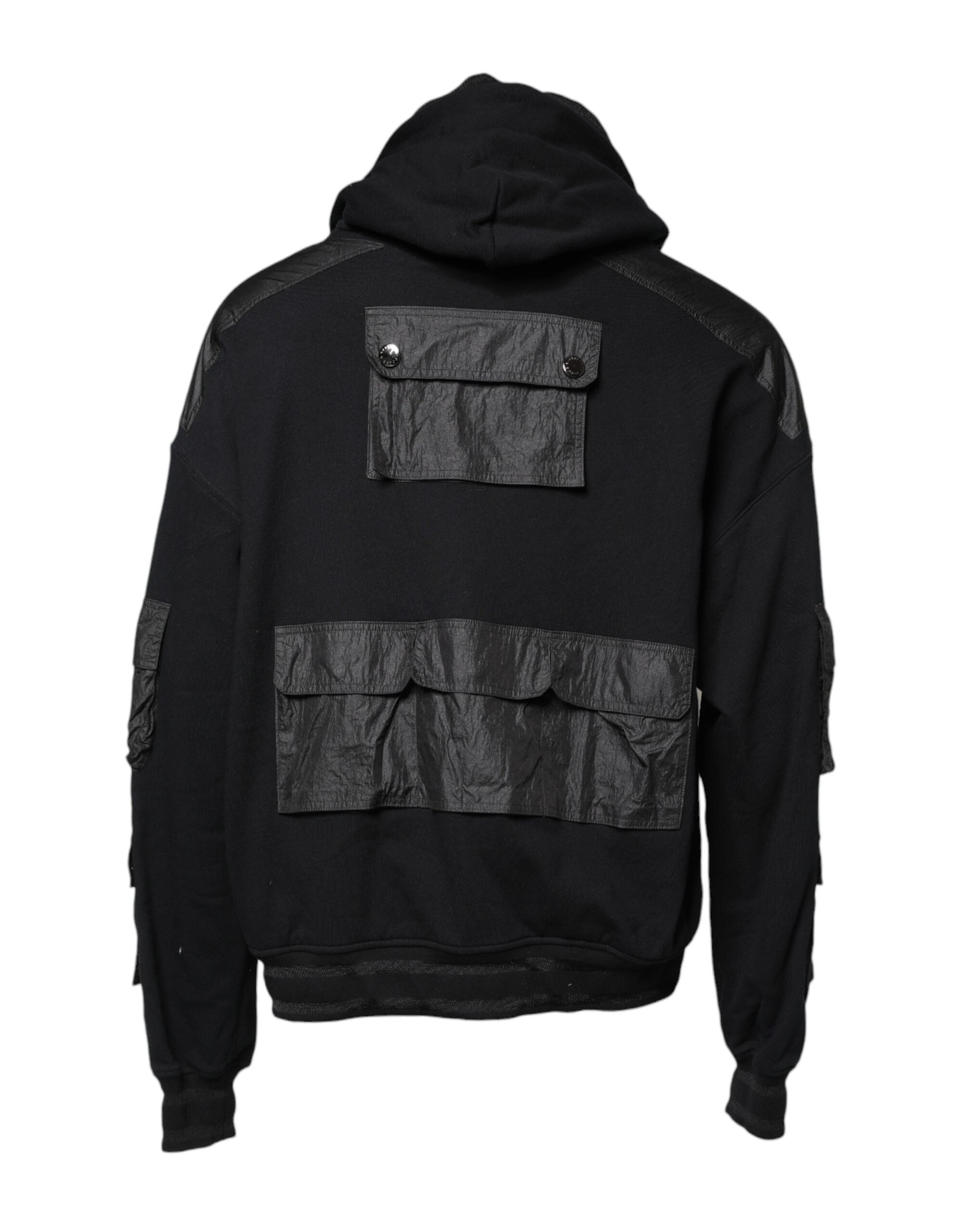 Dolce & Gabbana Schwarzes Baumwoll-Sweatshirt mit Kapuze Pullover