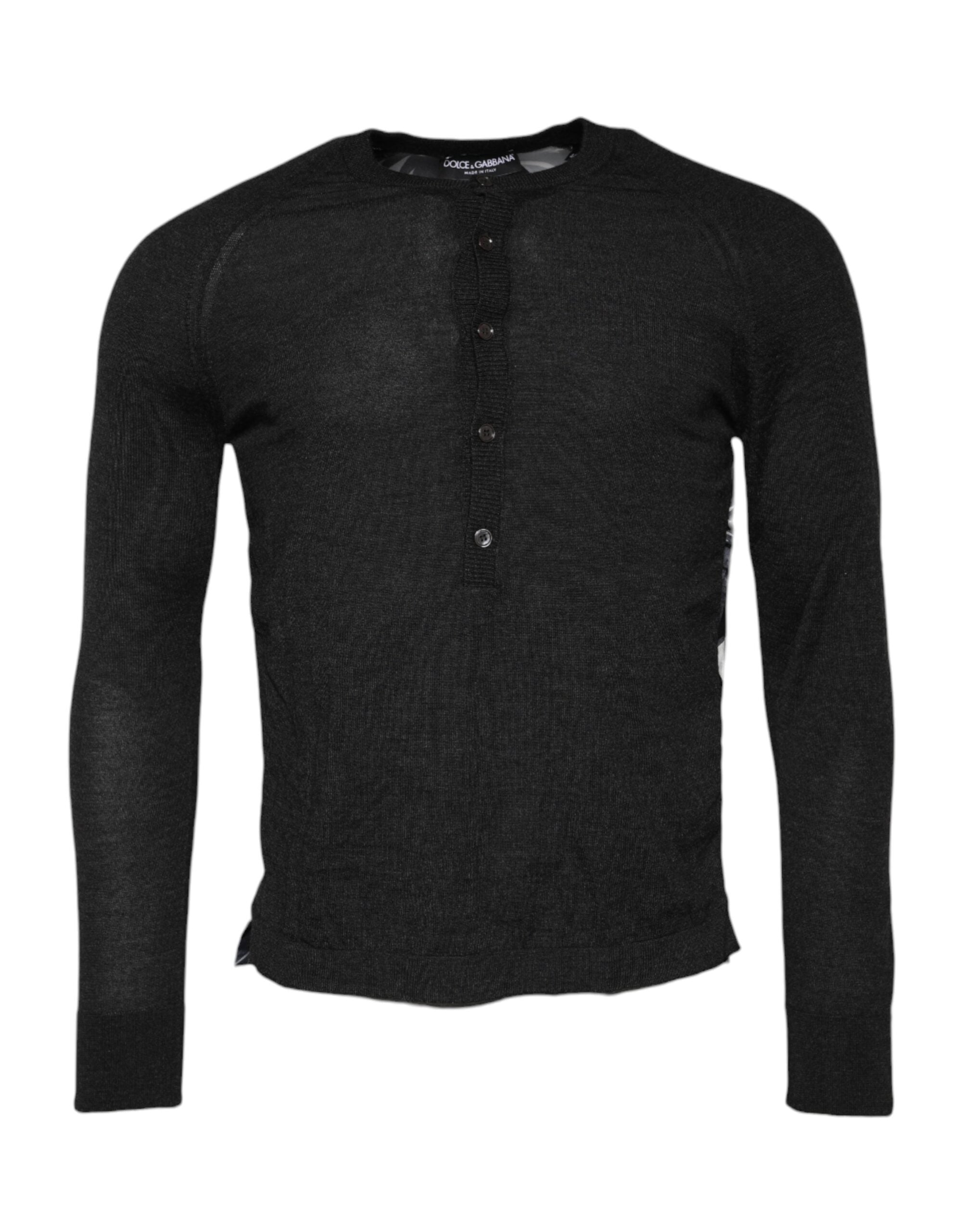 Dolce & Gabbana Schwarzer bedruckter gestrickter Pullover für Männer