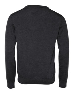 Dolce & Gabbana Grauer Woll-Logo-Strickpullover für Männer