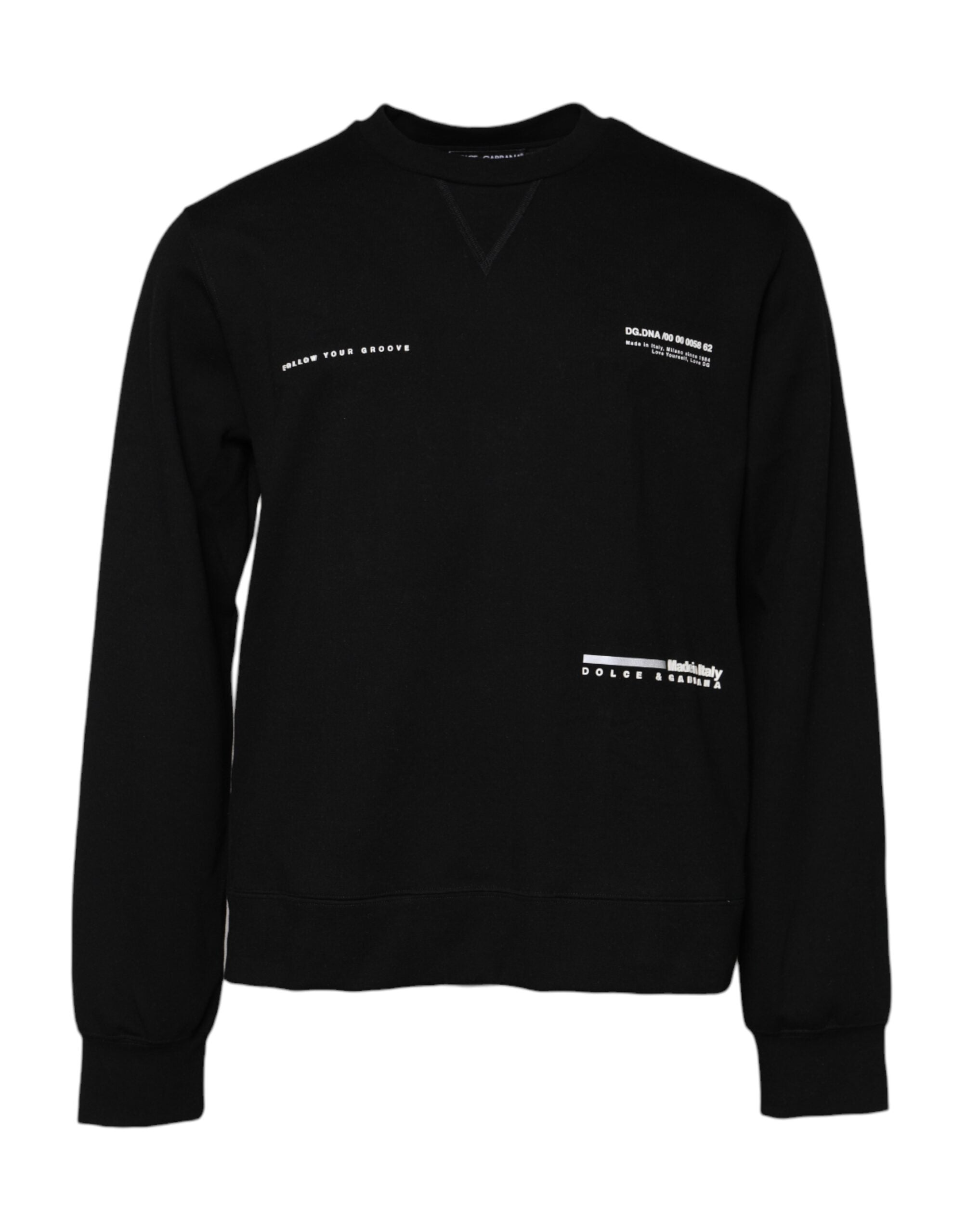 Dolce & Gabbana Schwarzer Logo-Strickpullover aus Baumwolle