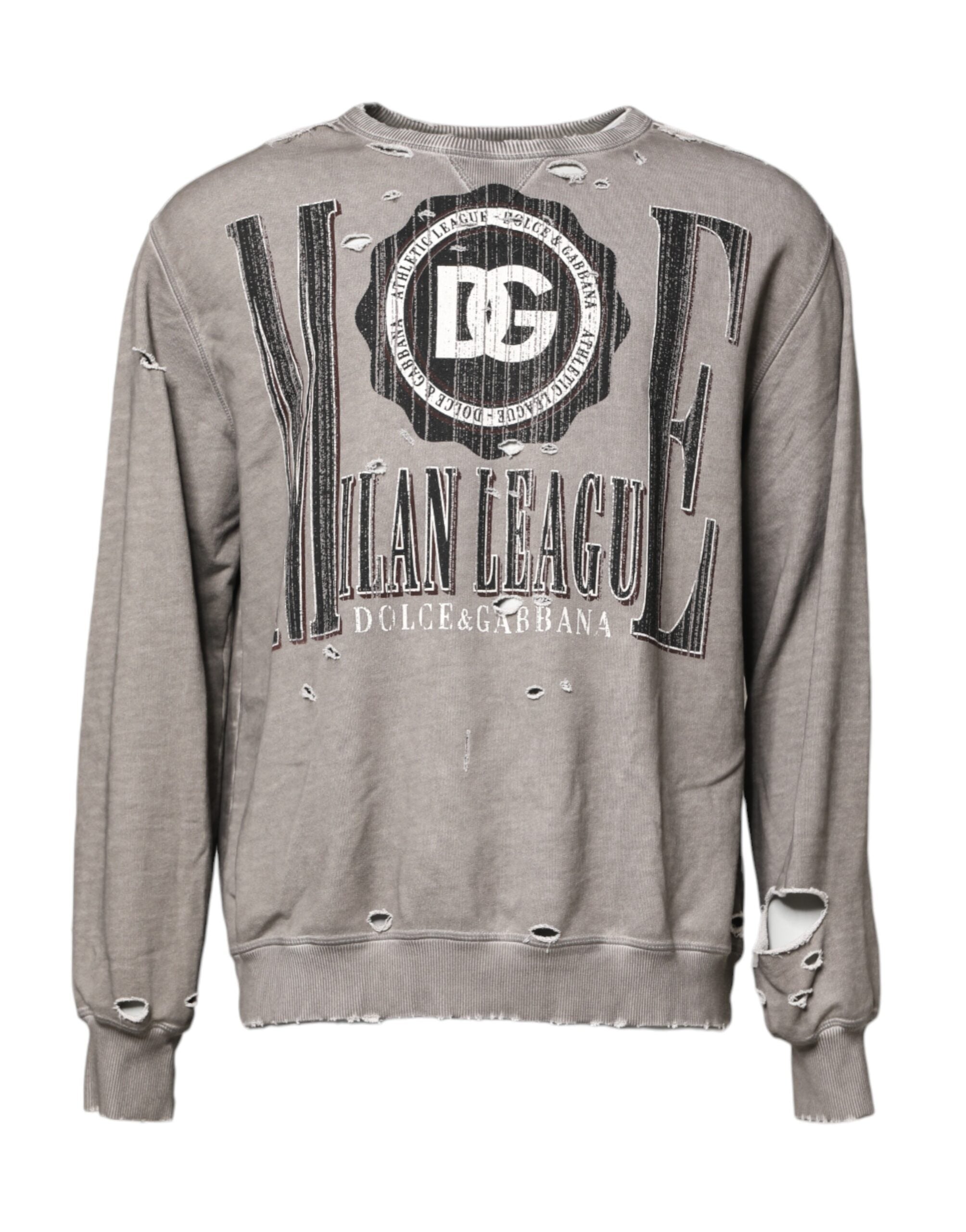 Dolce & Gabbana Grauer Rundhalspullover mit Logodruck