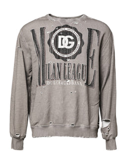 Dolce & Gabbana Grauer Rundhalspullover mit Logodruck