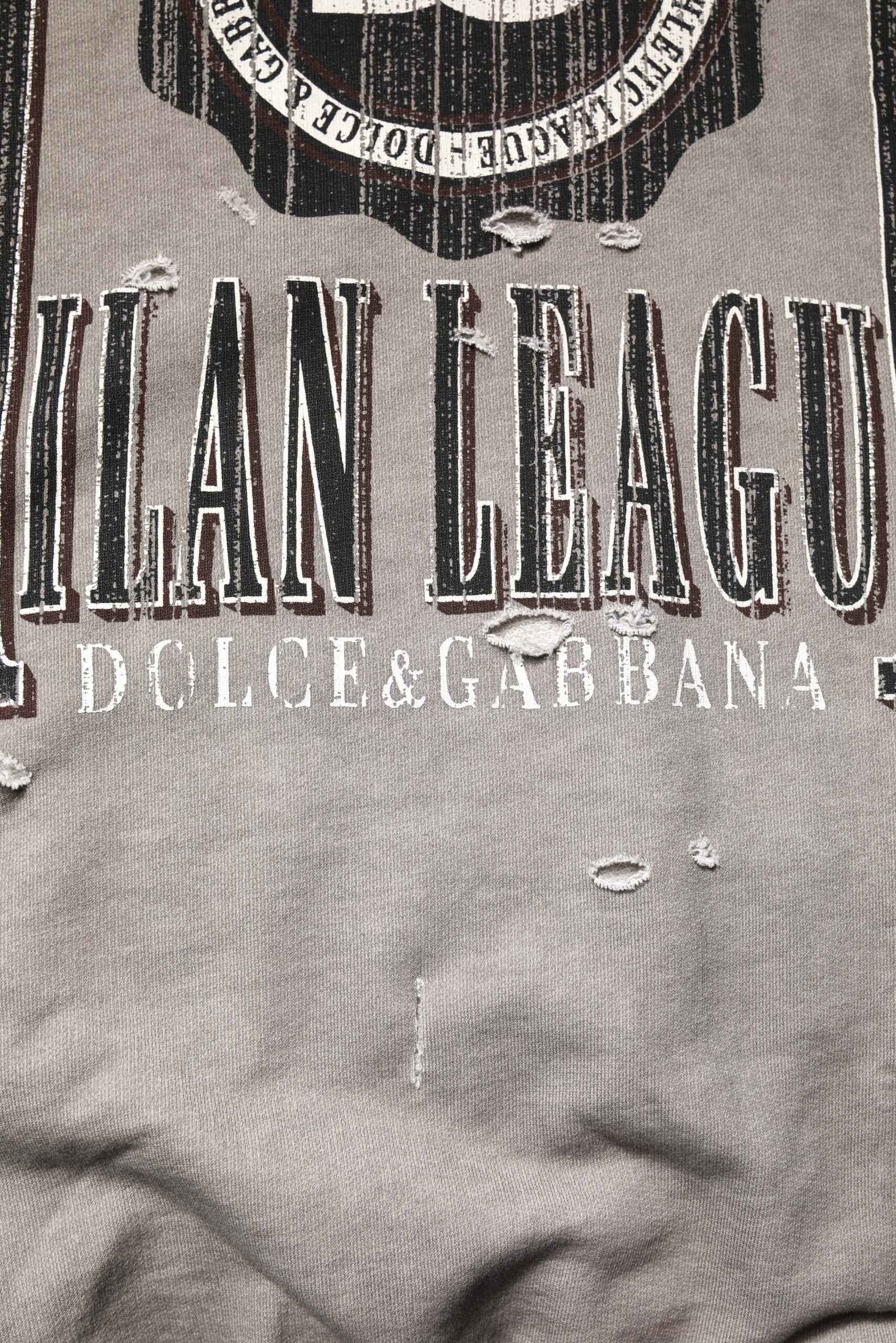 Dolce & Gabbana Grauer Rundhalspullover mit Logodruck