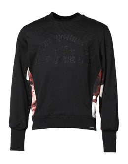 Dolce & Gabbana Schwarzer bestickter Pullover mit Rundhalsausschnitt
