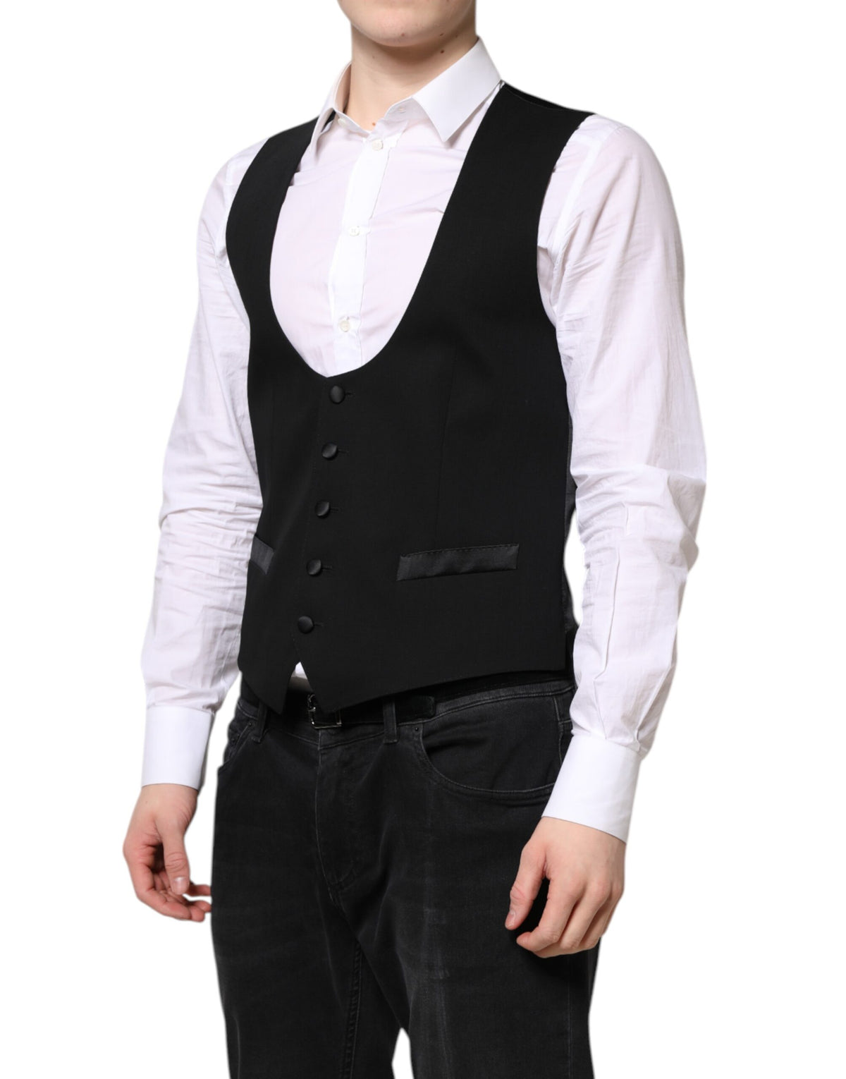 Dolce & Gabbana Schwarze Wollweste Kleid Formelle Weste