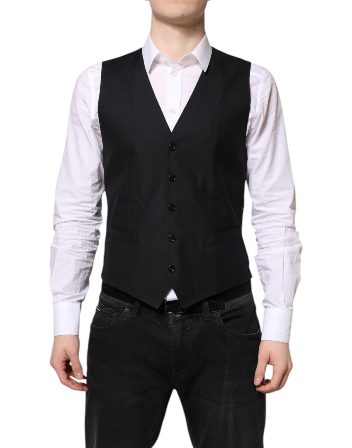 Dolce & Gabbana Schwarze Wollweste Kleid Formelle Weste
