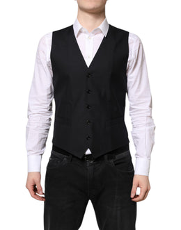 Dolce & Gabbana Schwarze Wollweste Kleid Formelle Weste