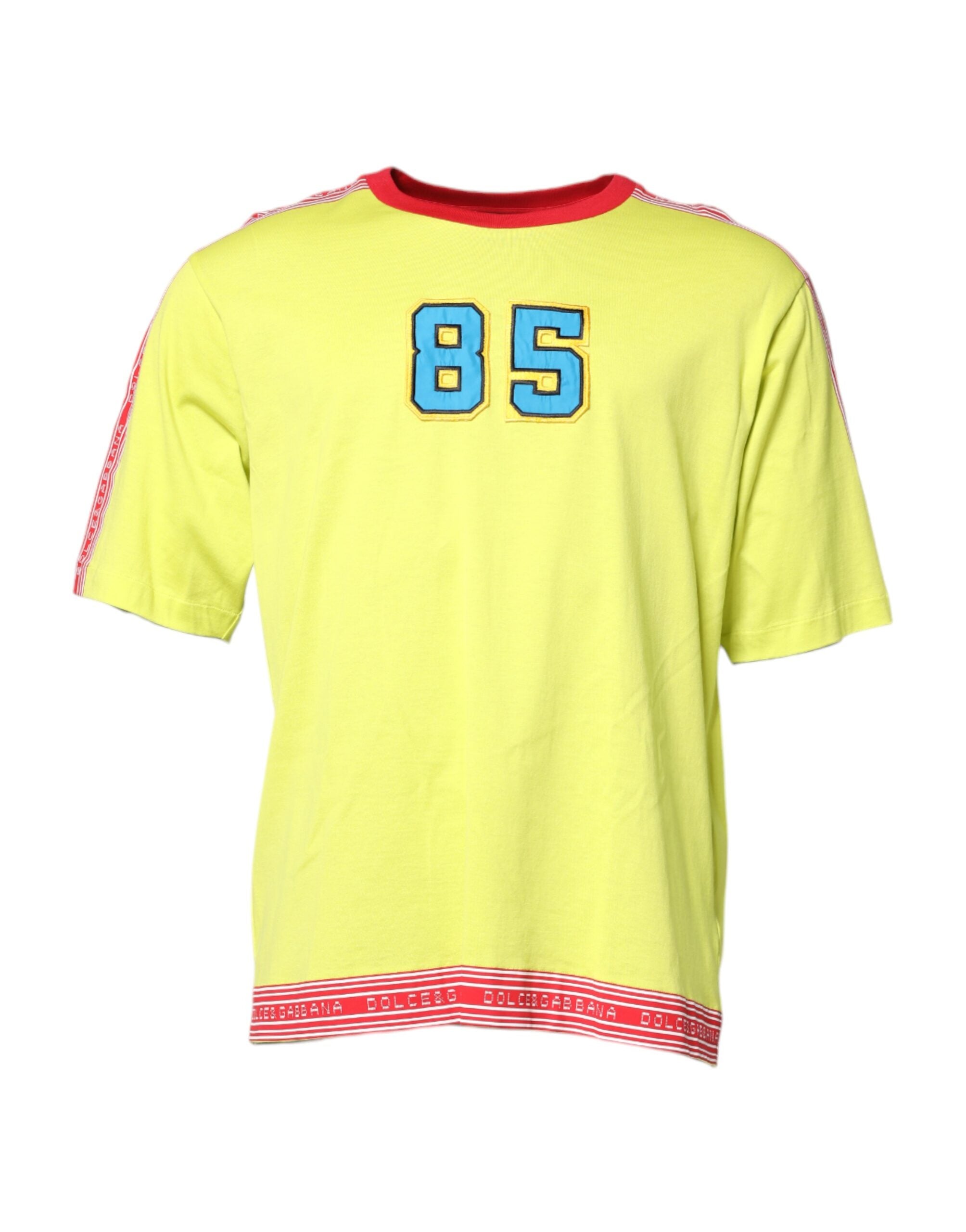 Dolce & Gabbana Grünes T-Shirt mit Rundhalsausschnitt aus Baumwolle 85 Patch