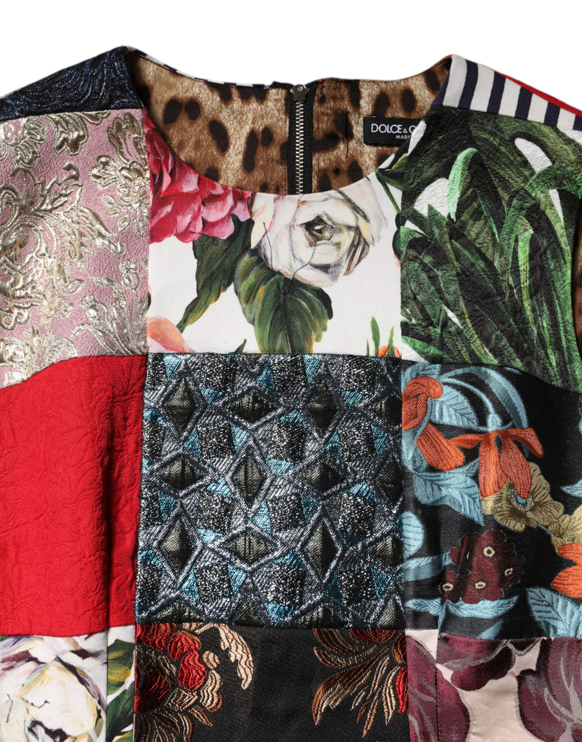 Dolce & Gabbana Multicolor Patchwork Ärmelloses Etuikleid